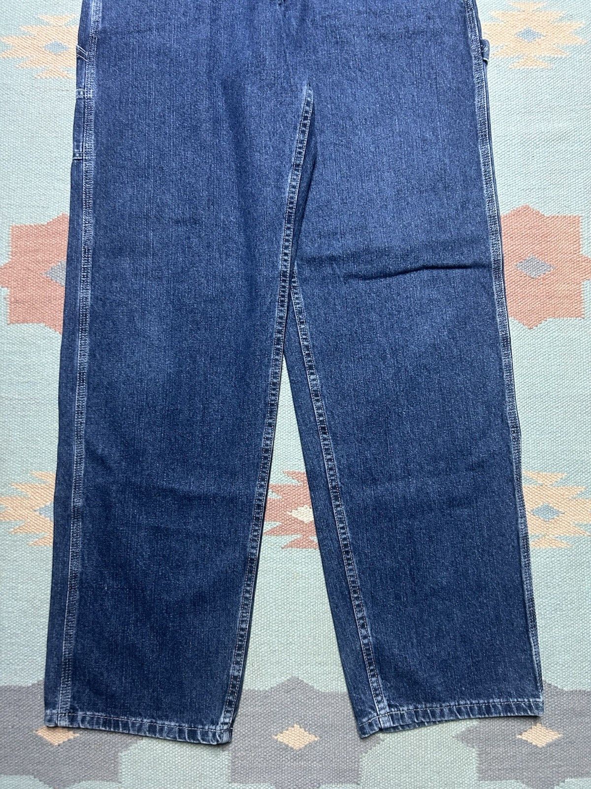 Vintage Vtg Lee dungaree carpenter jeans baggy wide leg dark 32x34 Size US 32 / EU 48 - 5 Thumbnail