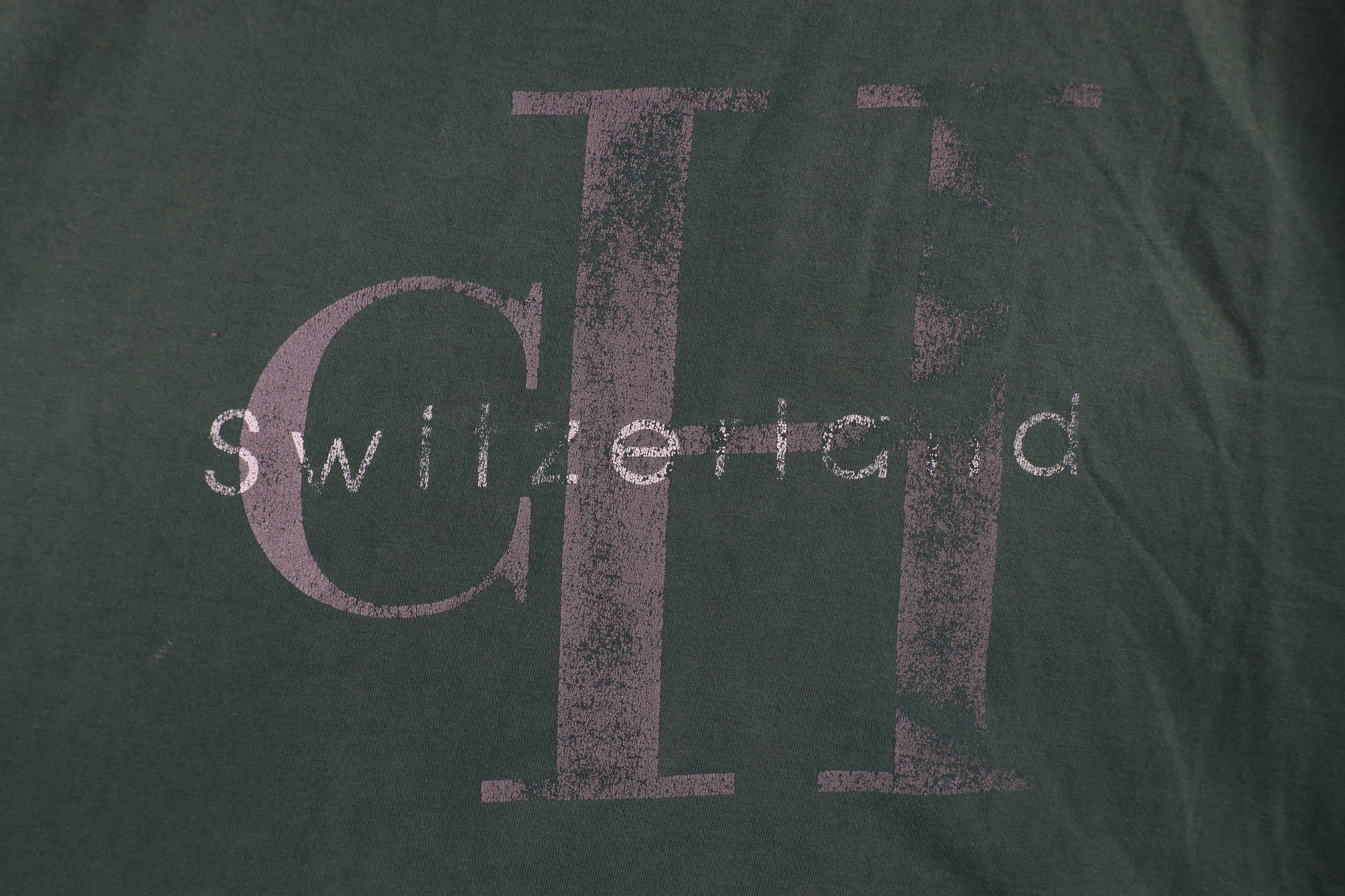 Vintage Vintage 90s Streetwear Spell Out Switzerland T-Shirt Green Size US XXL / EU 58 / 5 - 4 Thumbnail