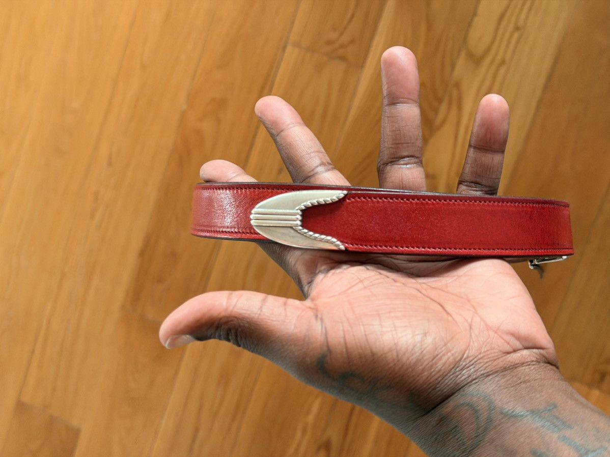 Monitaly MONITALY EXTENDED 1" CREASED BELT WITH SILVER SET RED Size 44 - 3 Thumbnail