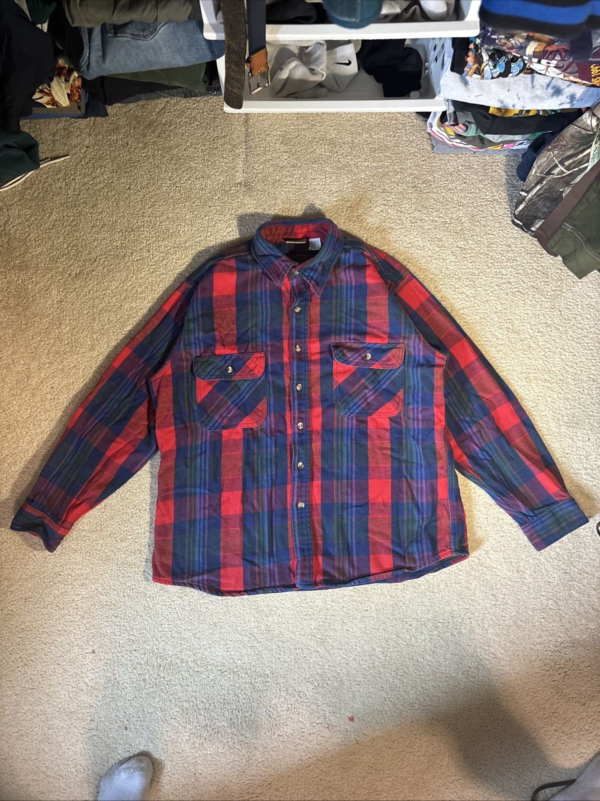 FiveBrother Five Brothers Heavy Red Plaid Flannel Size XL Made In USA Size US XL / EU 56 / 4 - 1 Thumbnail