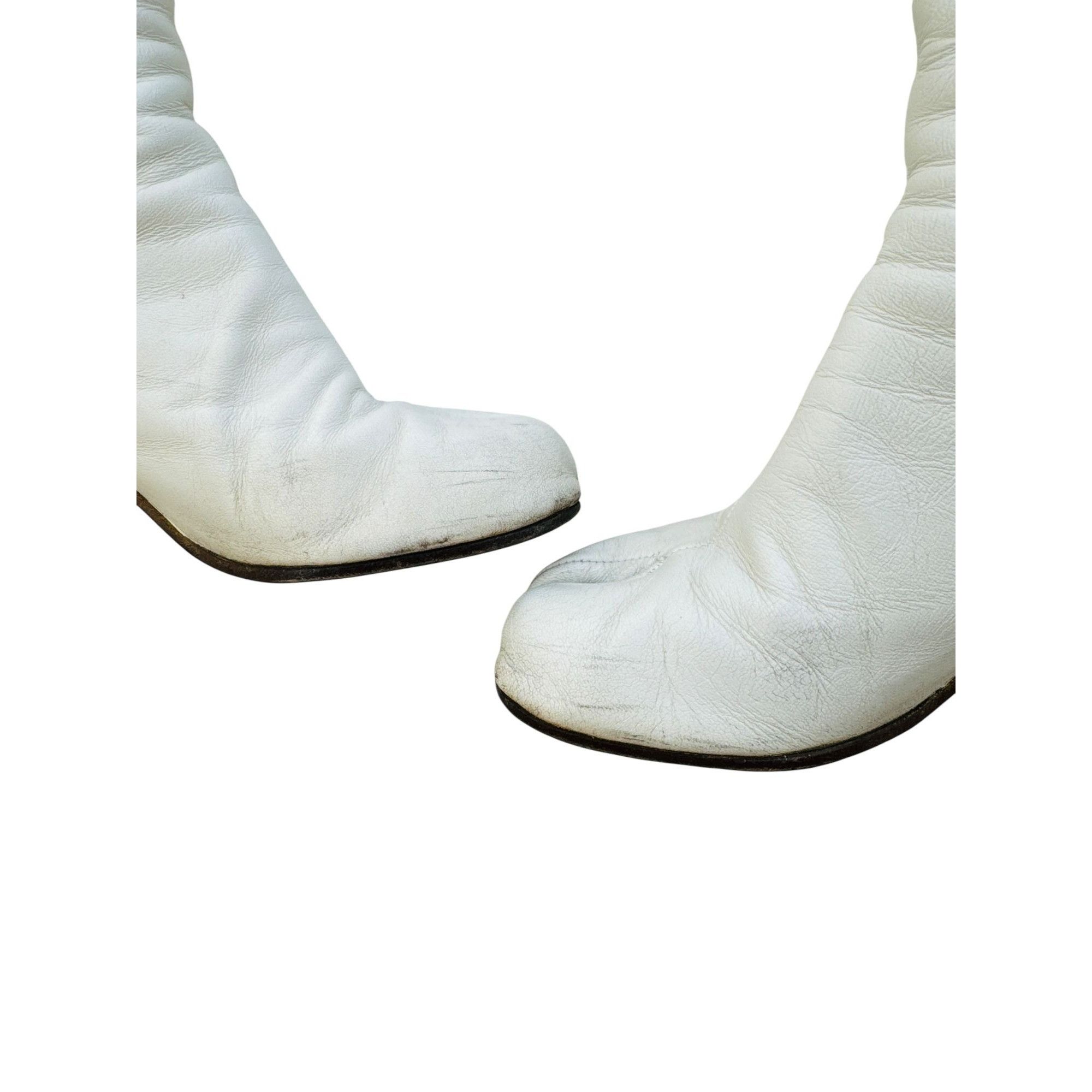 Maison Margiela White Leather Tabi Boots Size US 7 / IT 37 - 6 Thumbnail