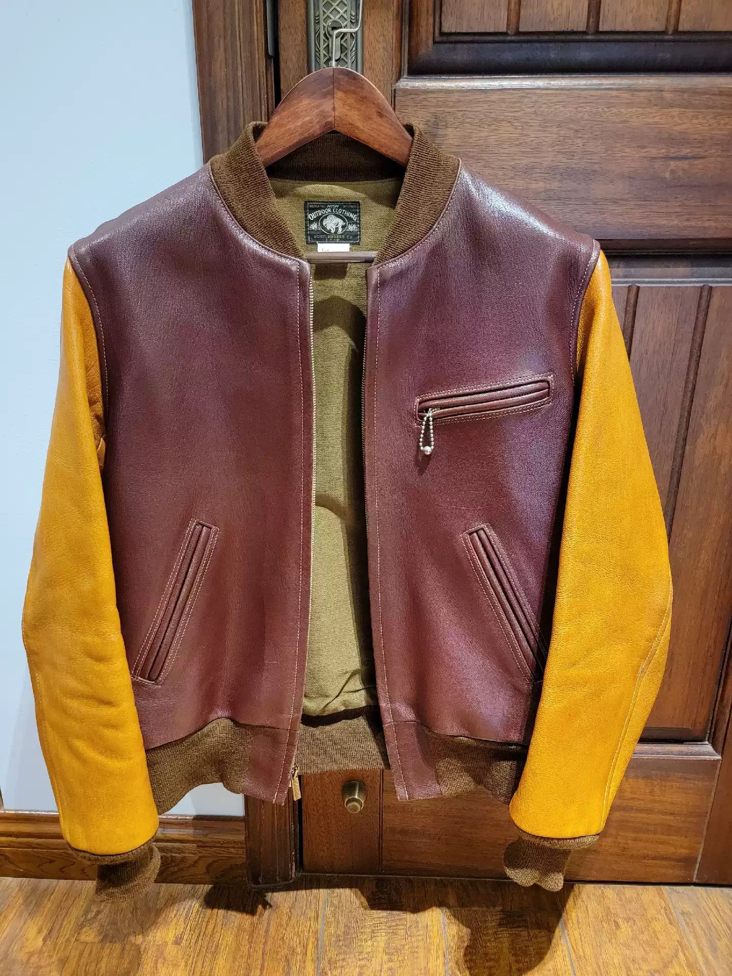 image of Freewheelers Bootleggers Leather Jackets in Red, Men's (Size Medium)