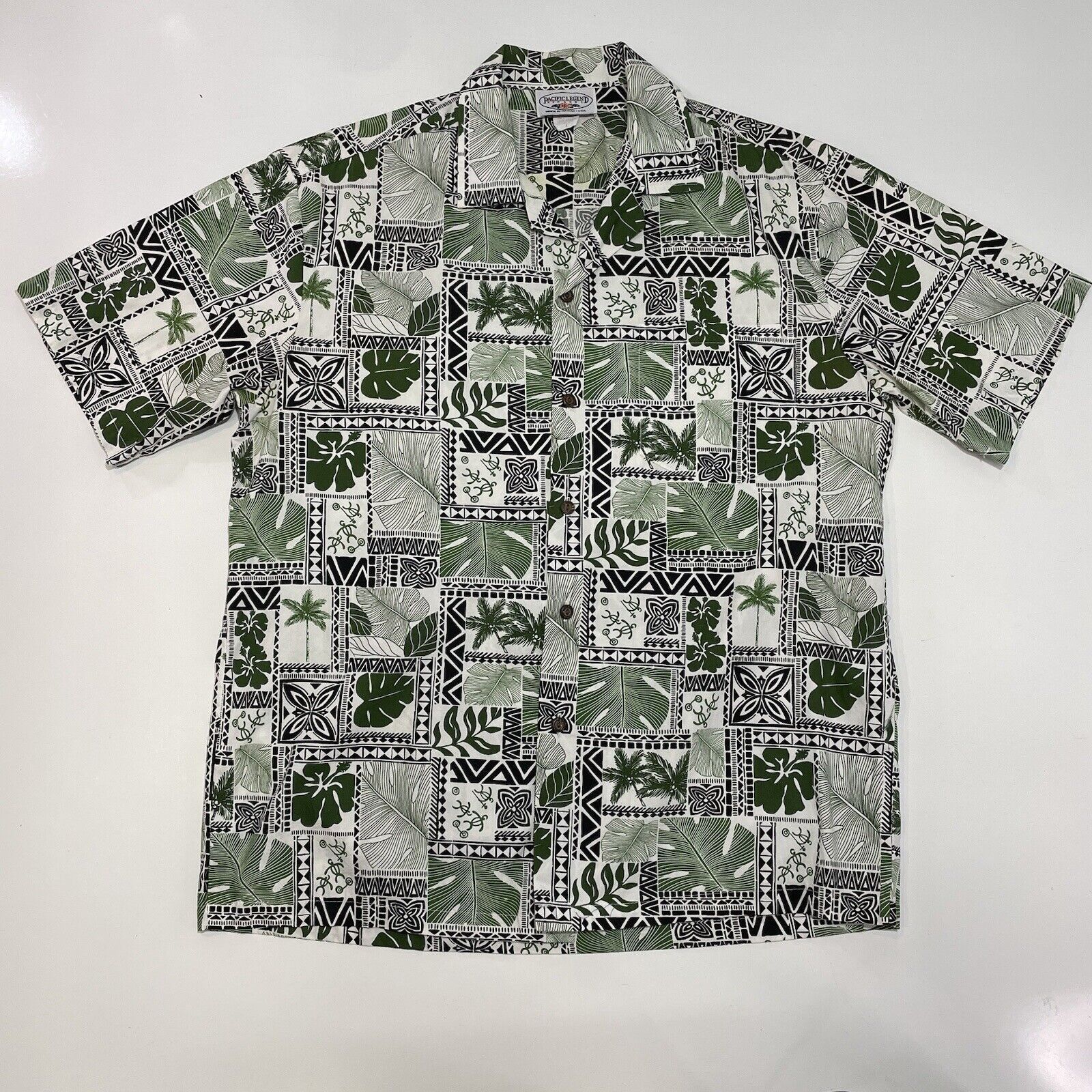 Other VTG Pacific Legend Men’s Hawaiian Shirt Green Tribal L Size US L / EU 52-54 / 3 - 1 Thumbnail