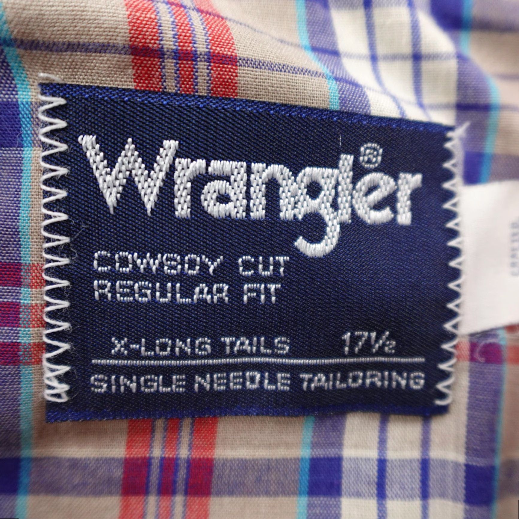 Wrangler Vintage Wrangler Shirt XL Long Tails Cowboy Cut Red Blue Western Pearl Snap Size US XL / EU 56 / 4 - 7 Thumbnail