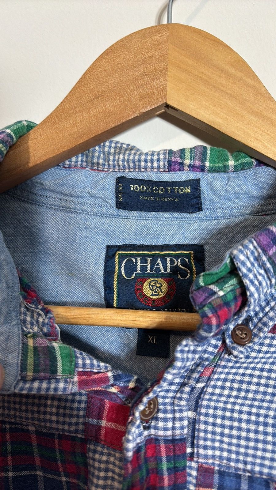 Chaps Ralph Lauren × Vintage Vintage Chaps RL Patchwork Button Down Shirt Size US XL / EU 56 / 4 - 4 Thumbnail