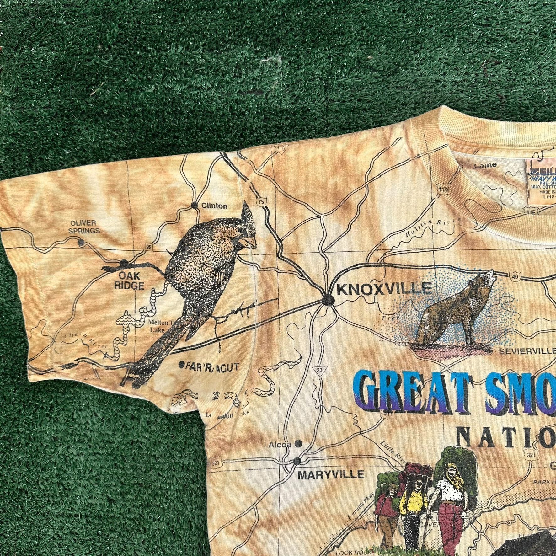 Vintage Vintage 90s Smoky Mountains National Park AOP T-Shirt Gorpco Size US L / EU 52-54 / 3 - 3 Thumbnail