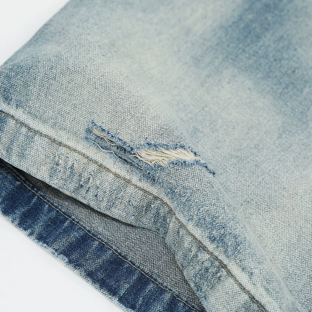 Men's punk loose washed gradient tie-dye jeans