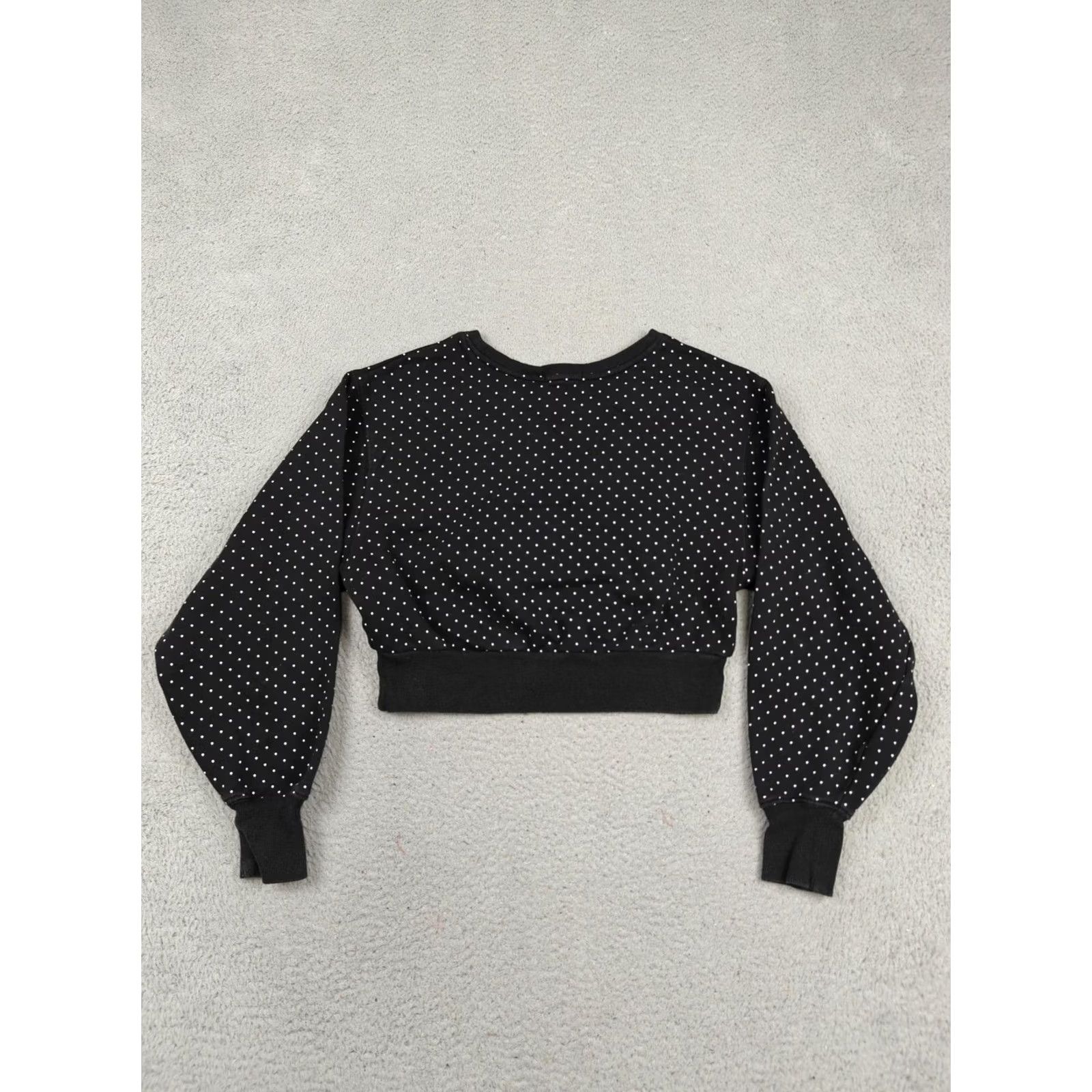 Garage Garage Shirt Juniors Small Black Crew Neck Polka Dot Cropped Balloon Sleeve Top Size S / US 4 / IT 40 - 4 Thumbnail