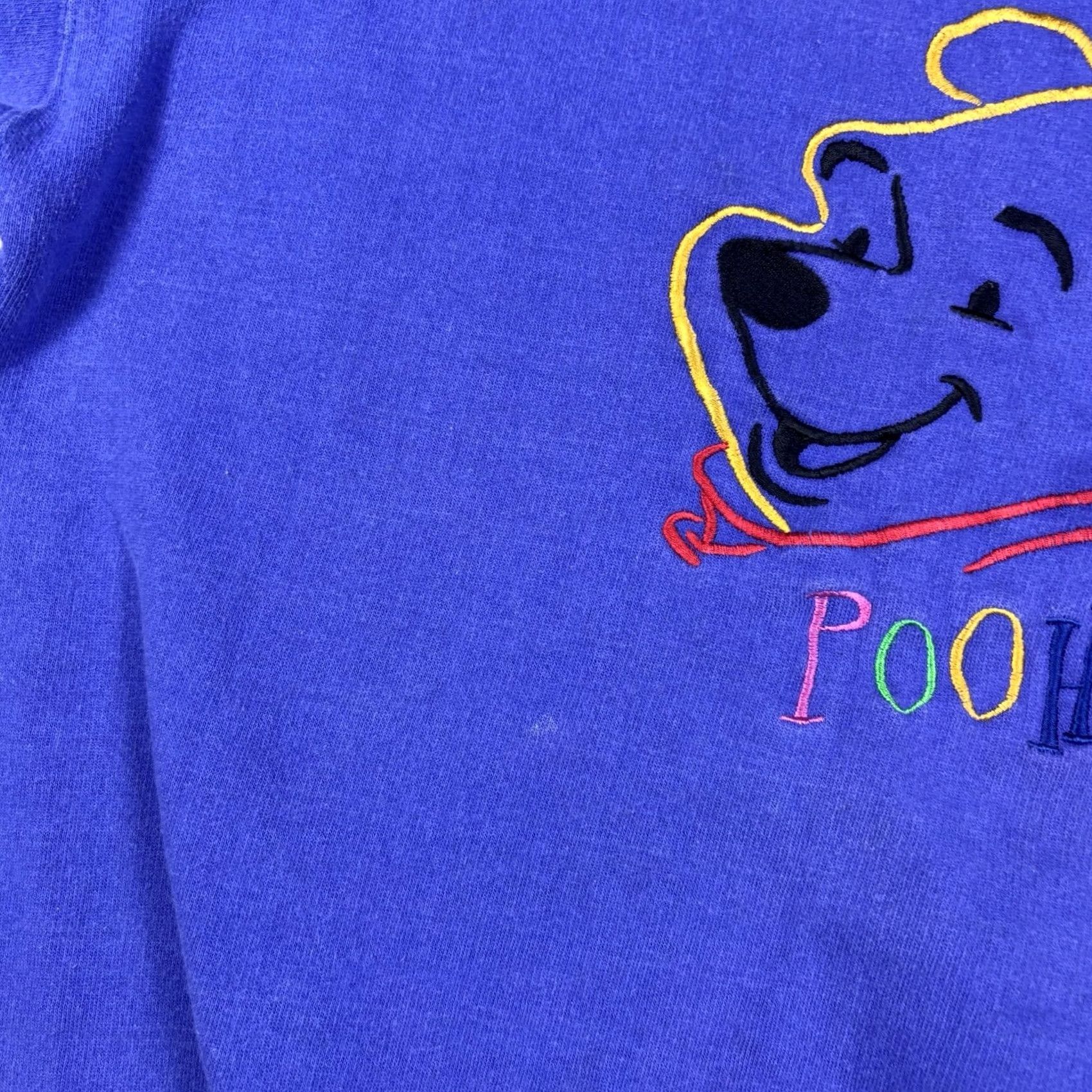 Disney VINTAGE Disney Pooh Sweatshirt Purple Embroidered Cartoon Size S Mens 90s Cartoon USA Graphic Print Pullover Heavyweight Cotton Fleece Size US S / EU 44-46 / 1 - 6 Thumbnail