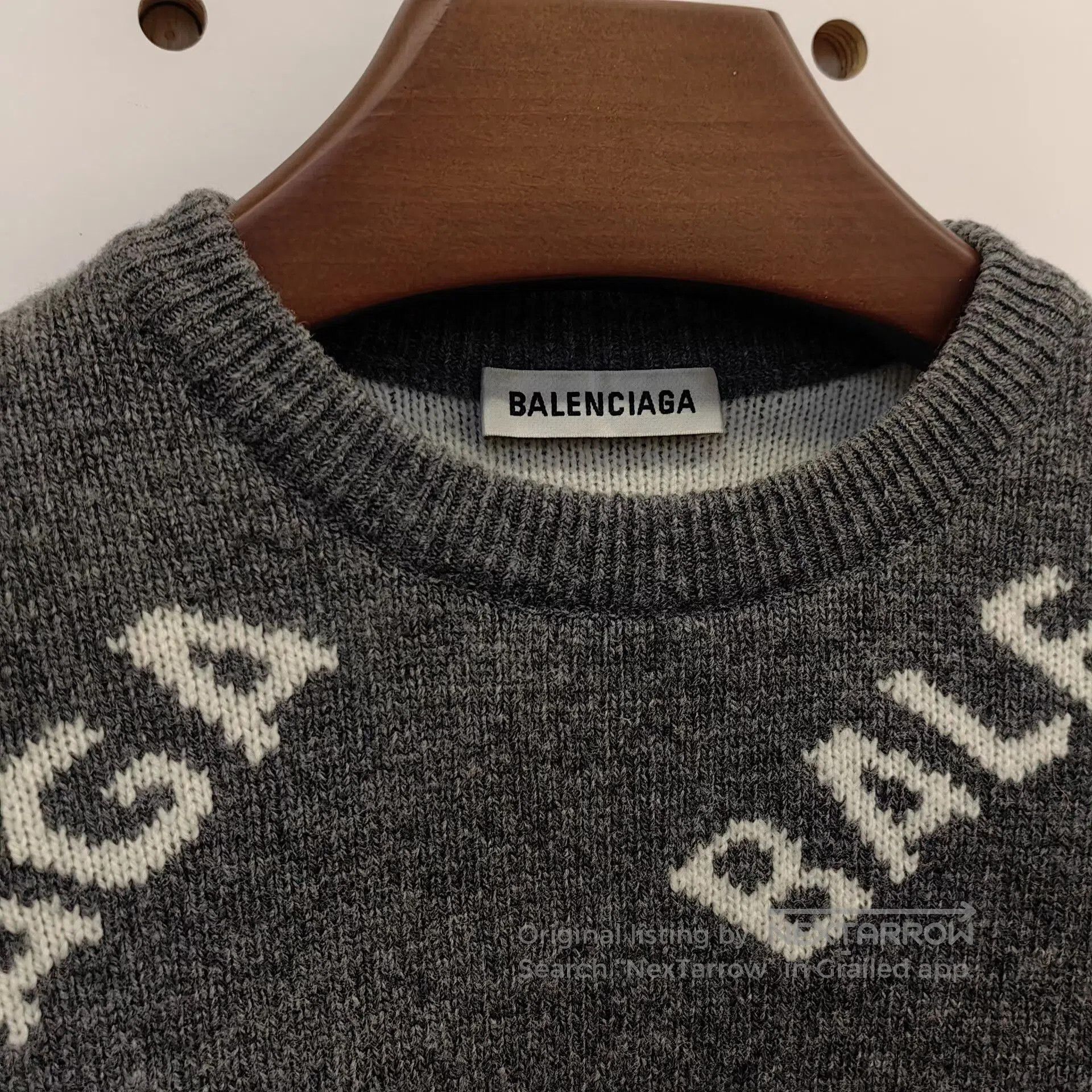 Balenciaga Balenciaga Grey Logo Knit Sweater XS. Size US XS / EU 42 / 0 - 3 Thumbnail