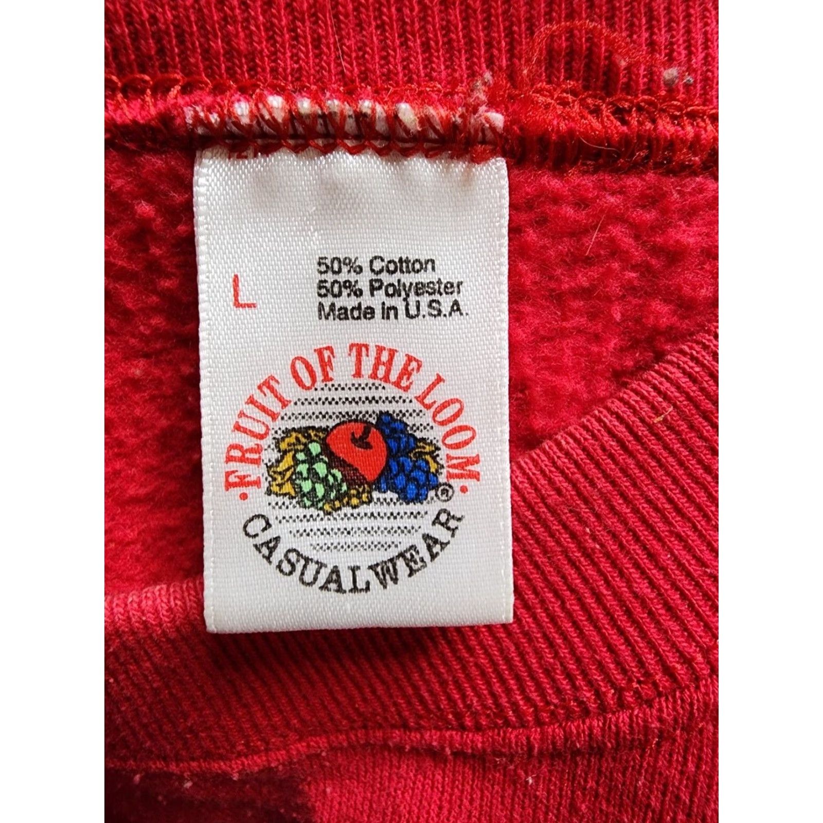 Fruit Of The Loom VINTAGE Fruit of the Loom Santa Christmas Sweatshirt Long Sleeve Crew Neck Red L Pullover Unisex Adults Christmas 80s 90s Retro Fun Novelty Sweatshirt Size US L / EU 52-54 / 3 - 6 Thumbnail
