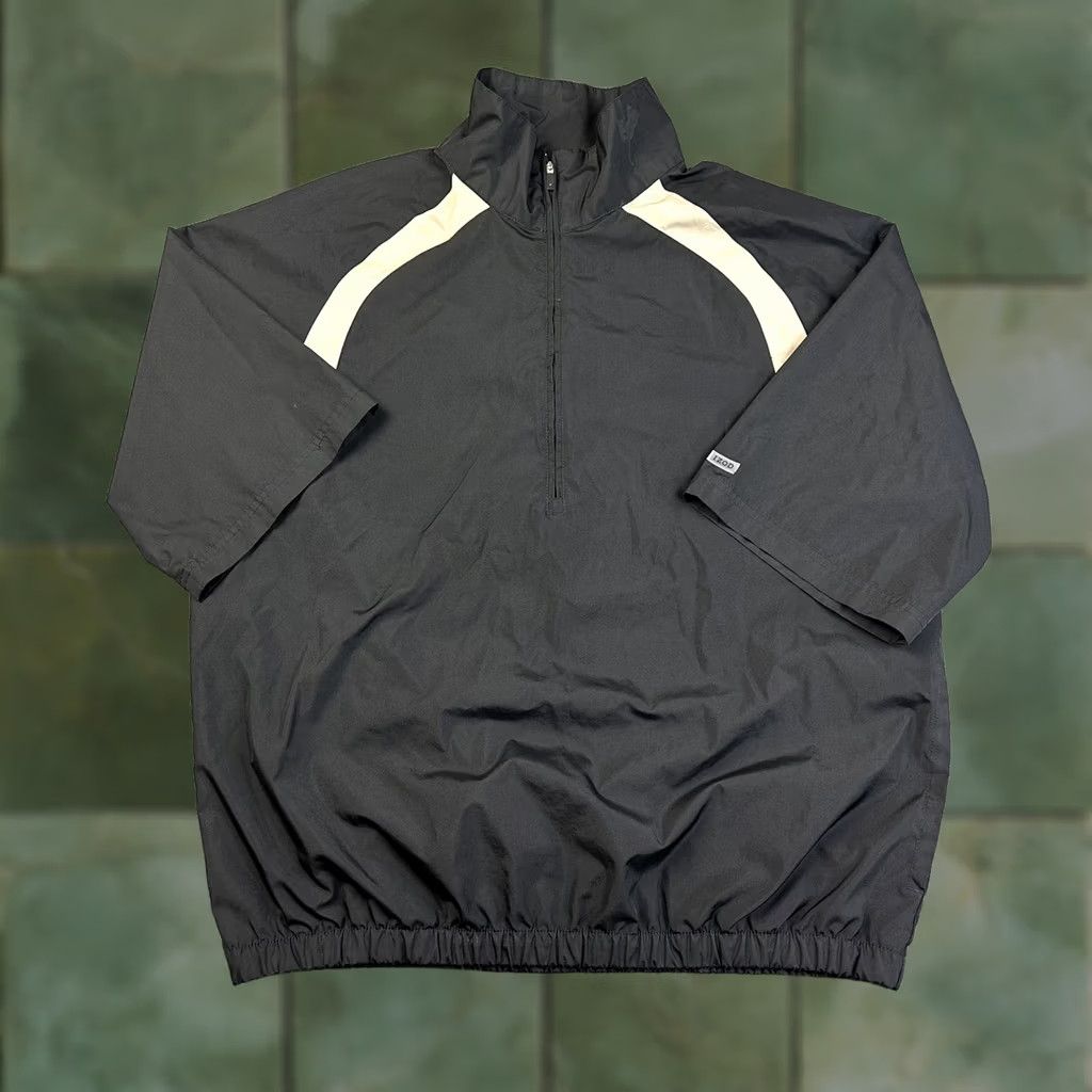 Izod VINTAGEIZOD XFG Adult Medium 1/2 Zip Short Sleeve Golf Windbreaker Black Tan Warmup Shirt Mens Size US 31 - 1 Thumbnail