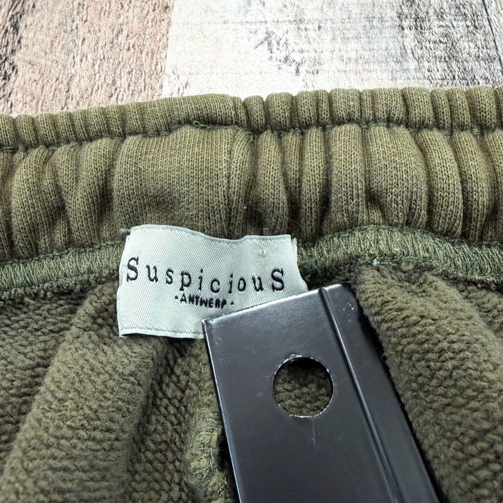Suspicious Antwerp Sweatpants Men 1XL Olive Green Script Logo Joggers Streetwear in Brown, Men's (Size 35) — image 3 of 6