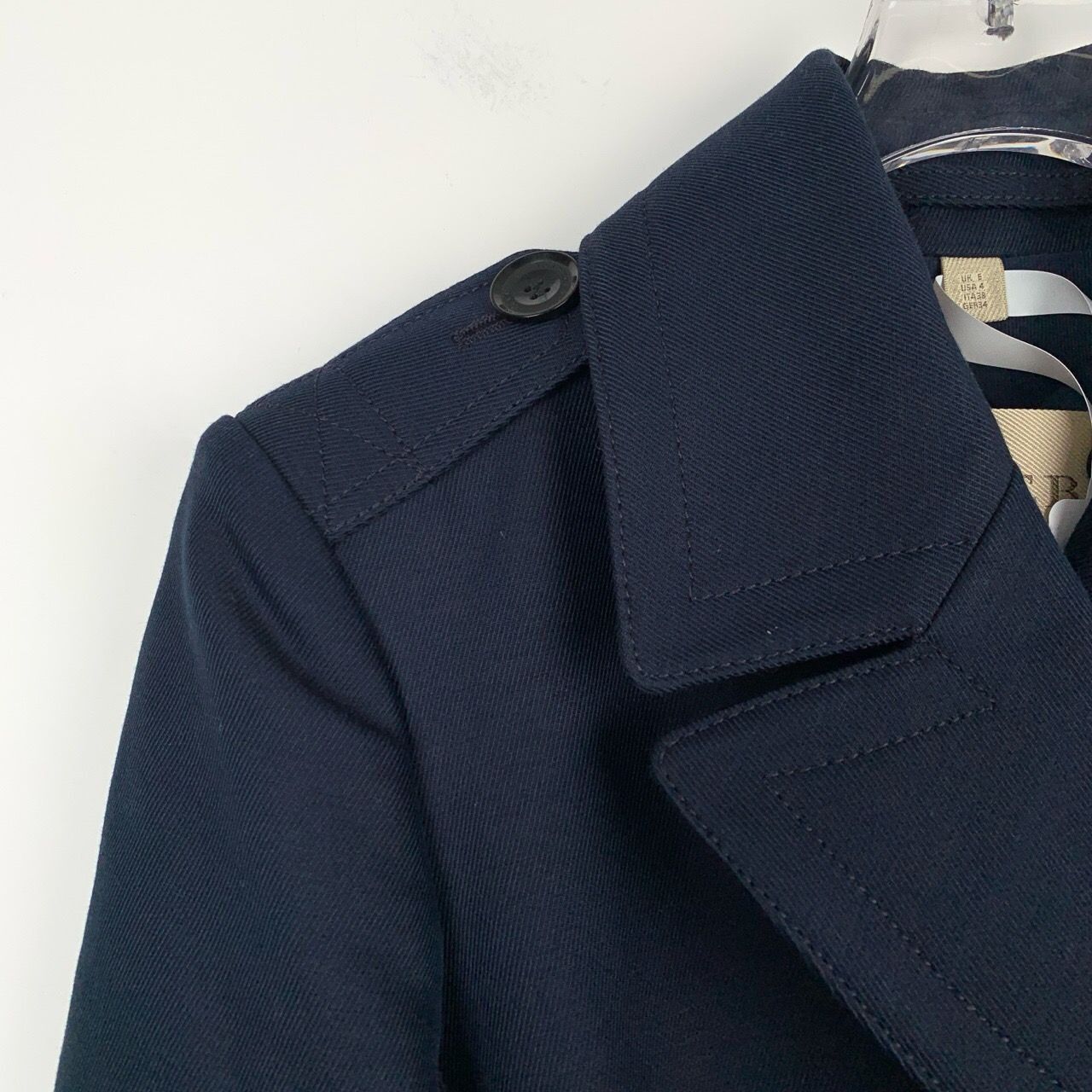 Burberry [Burberry] Double-Breasted Notched Lapel Navy Blue Cotton-Wo Size S / US 4 / IT 40 - 6 Thumbnail