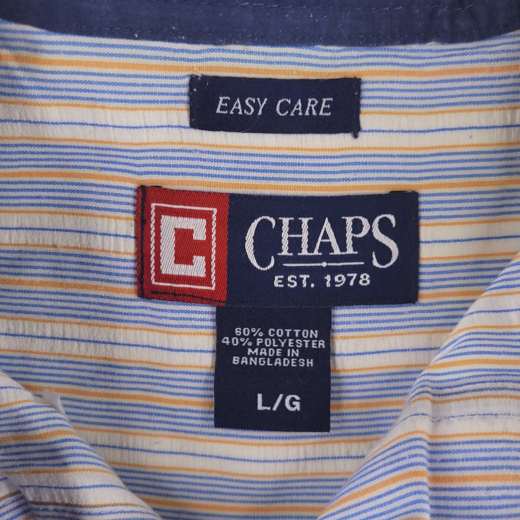 Chaps Chaps Shirt Mens XL Blue Short Sleeve Button Up Casual Stripe Size US XL / EU 56 / 4 - 4 Thumbnail