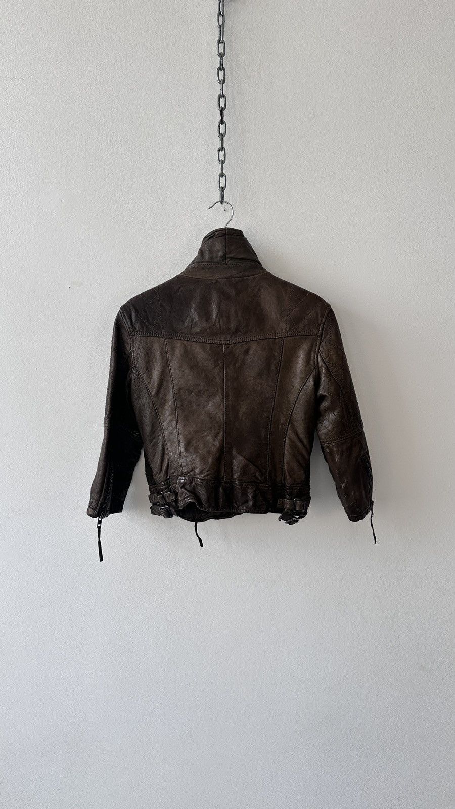Allsaints AllSaints Worley Brown Leather Moto Jacket Cropped Archive Size M / US 6-8 / IT 42-44 - 11 Thumbnail