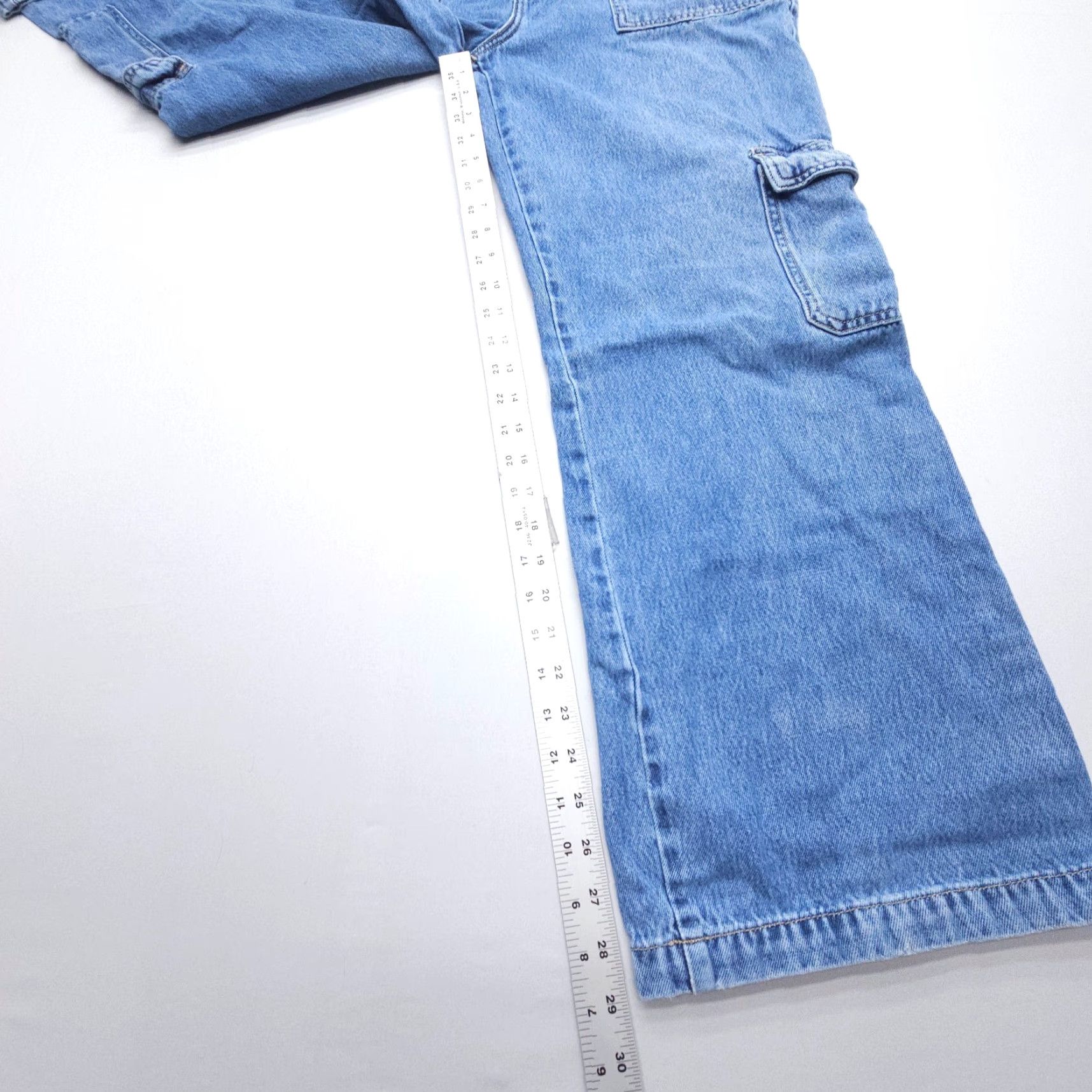 Vintage Hidden Jeans Womens 31 Blue Cargo Wide-Leg High Rise Denim 5-Pocket Bohemian Cotton Blend Skater Vintage No N/A Size 24" / US 00 / IT 34 - 5 Thumbnail
