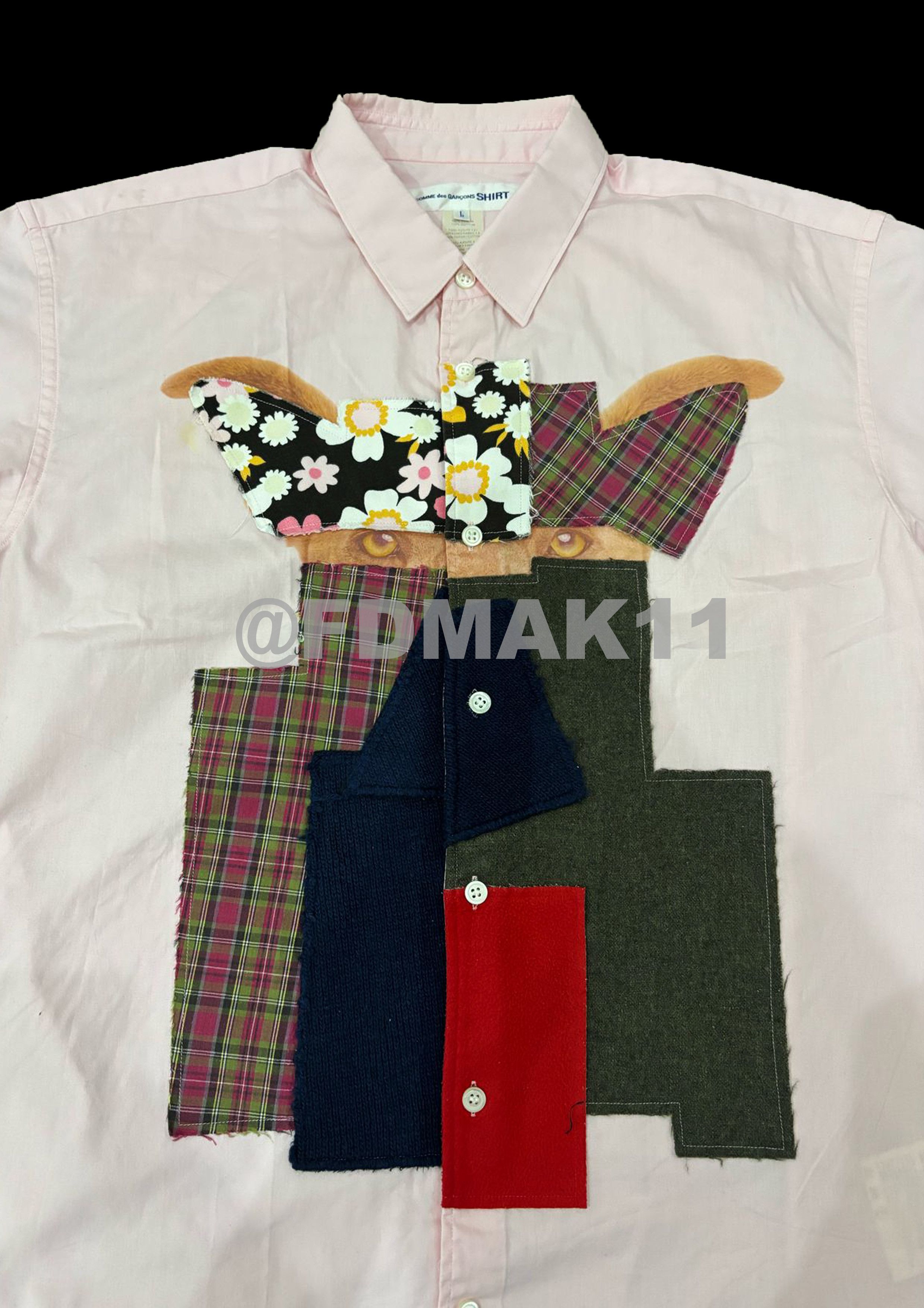 Comme des Garcons SHIRT Comme Des Garcons Shirt Dog Patchwork Pink Shirt S/S 2014 Size US L / EU 52-54 / 3 - 1 Thumbnail
