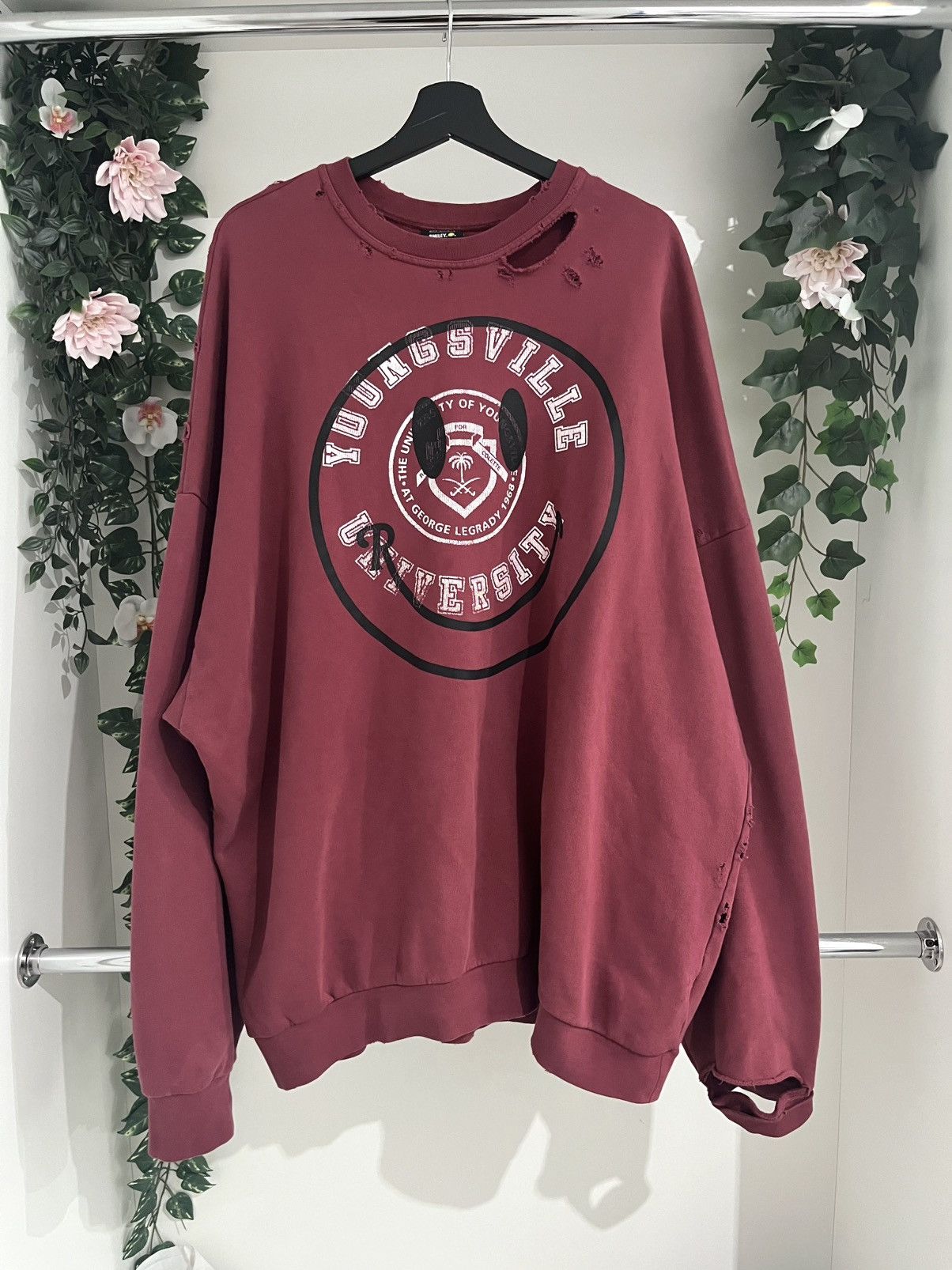 Raf Simons Raf Simons Smiley Oversized Distressed Sweatshirt Size US M / EU 48-50 / 2 - 1 Thumbnail