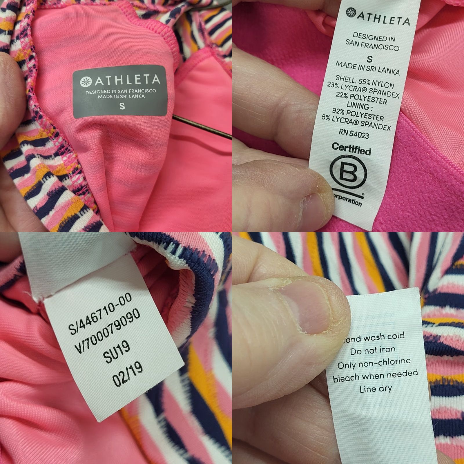 Athleta Athleta Crop Top Women's Small Multicolor Striped Activewear Mock Long Sleeve Shirt (Regular) Pink Size S / US 4 / IT 40 - 8 Thumbnail