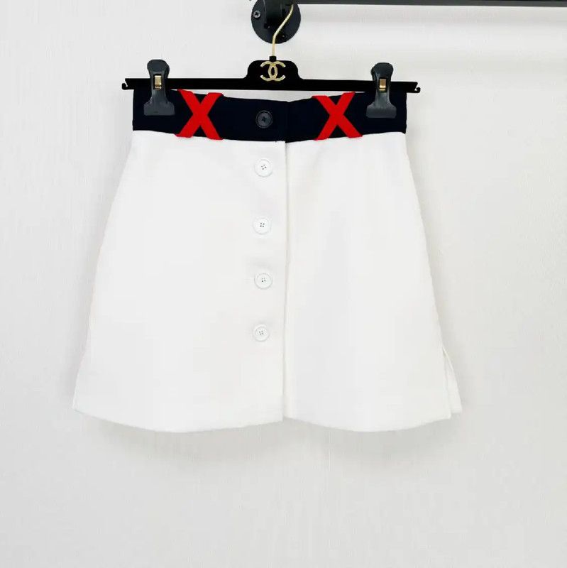 Miu Miu Miu Miu White Women's Skirt with Colorful Waistband 0089 Size 23" - 1 Thumbnail