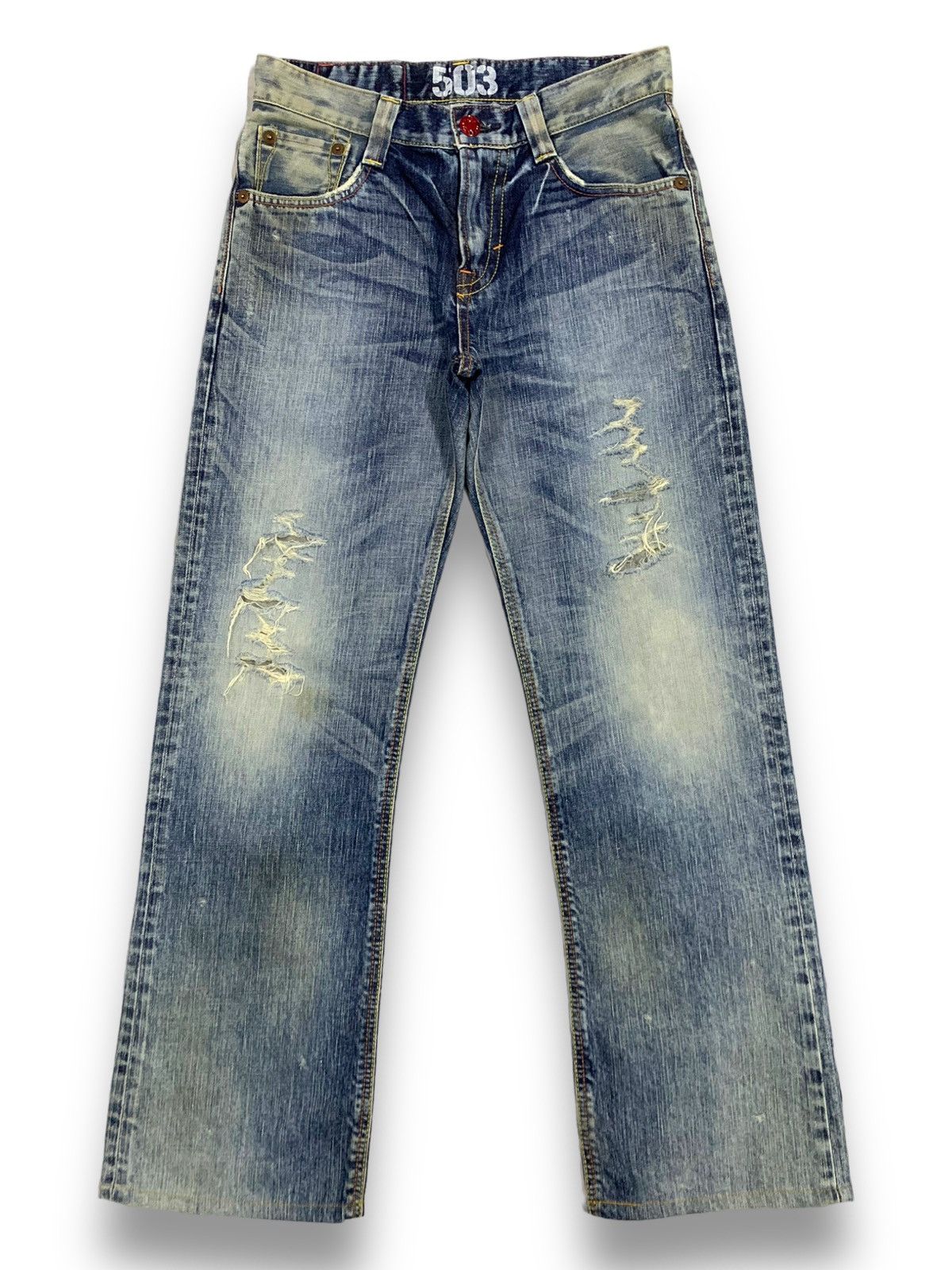 Edwin Vintage Edwin 503 Blue Trip Baggy Washed Distressed Jeans