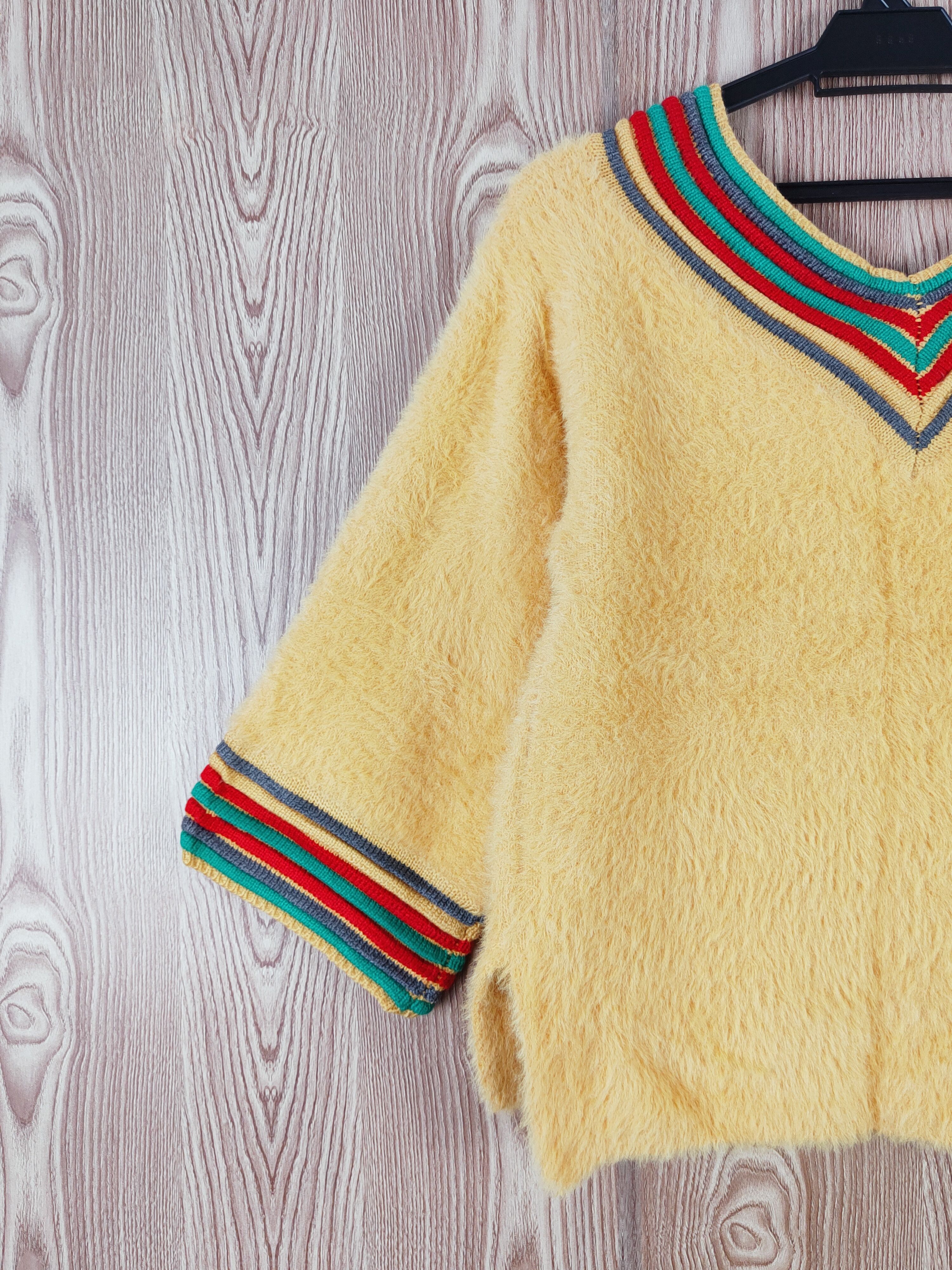 Japanese Brand × Vintage Japanese Brand Yellow Shag Shaggy Fur Mohair Knitwear #W728 Size M / US 6-8 / IT 42-44 - 8 Thumbnail
