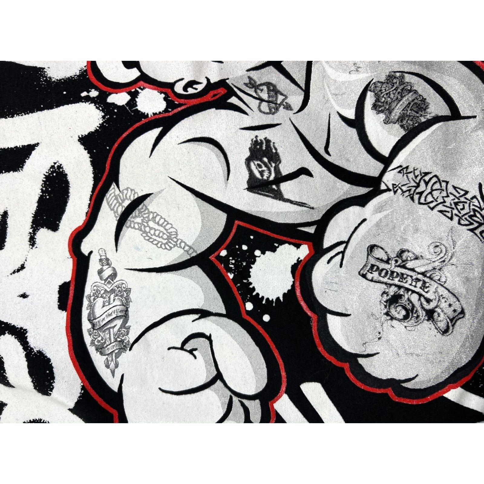 Vintage Popeye The Sailor 4XL T-Shirt Black White AOP Mens Short Sleeve Graffiti Beast Y2K Print Modern Vintage Style Size US XXL / EU 58 / 5 - 5 Thumbnail