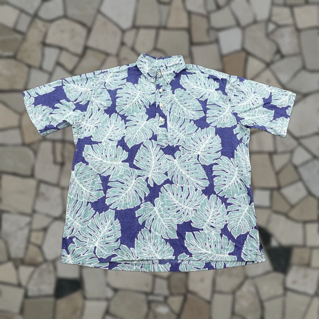 Hilo Hattie Hilo Hattie Hawaiian Shirt Mens Medium Blue Leaf Print Pullover Aloha Size US M / EU 48-50 / 2 - 1 Thumbnail