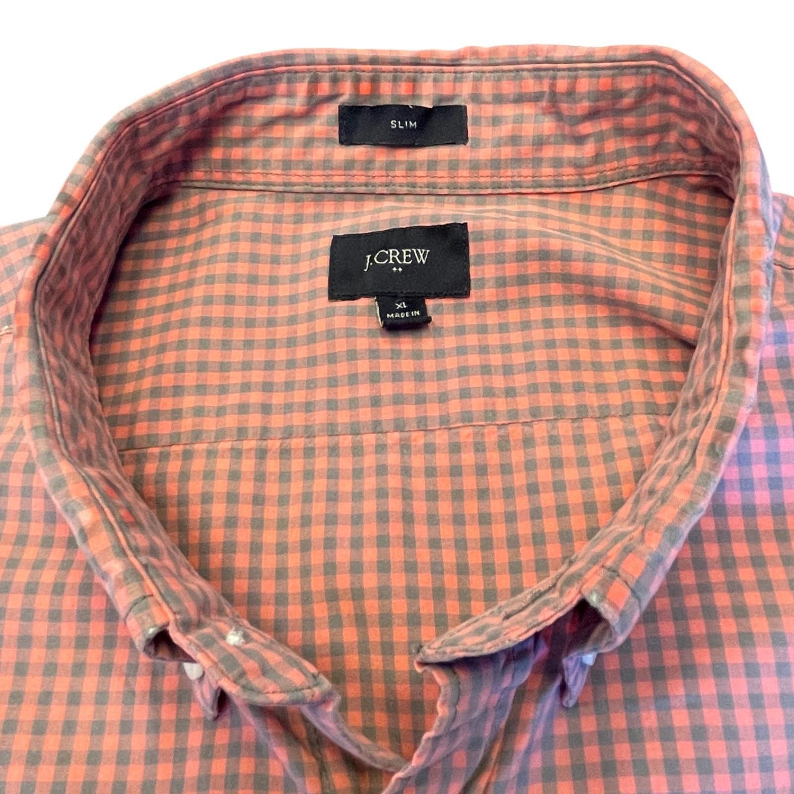 J.Crew J.Crew Mens XL Slim Fit Buttondown Shirt Gingham Orange Gray Size US L / EU 52-54 / 3 - 5 Thumbnail