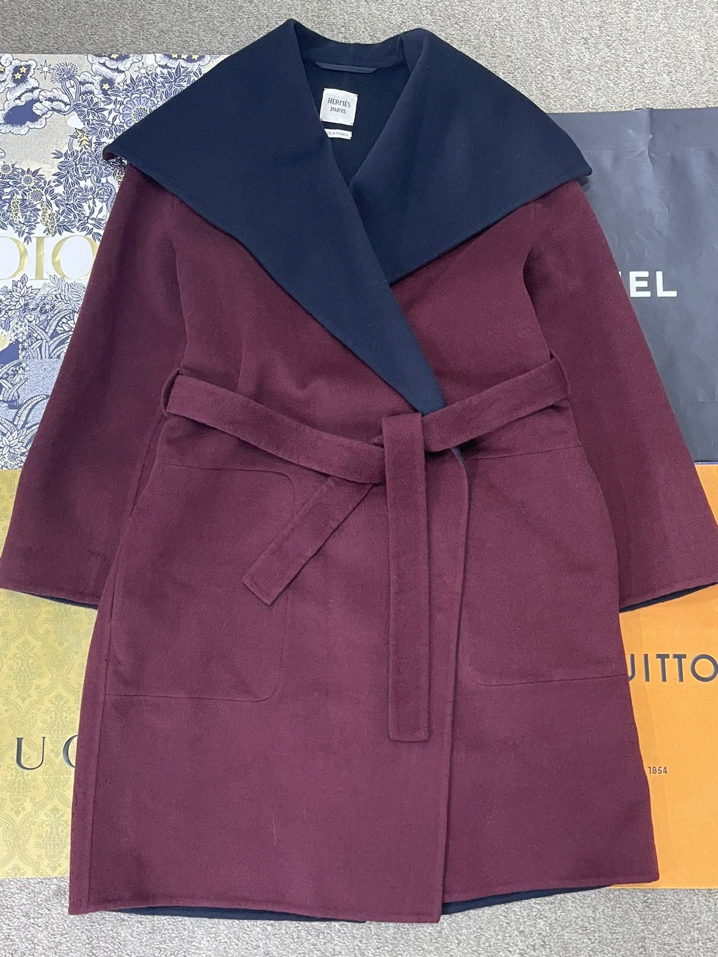 Hermes Hermes Colorblock Lapel Cashmere Coat Size XS / US 0-2 / IT 36-38 - 1 Thumbnail
