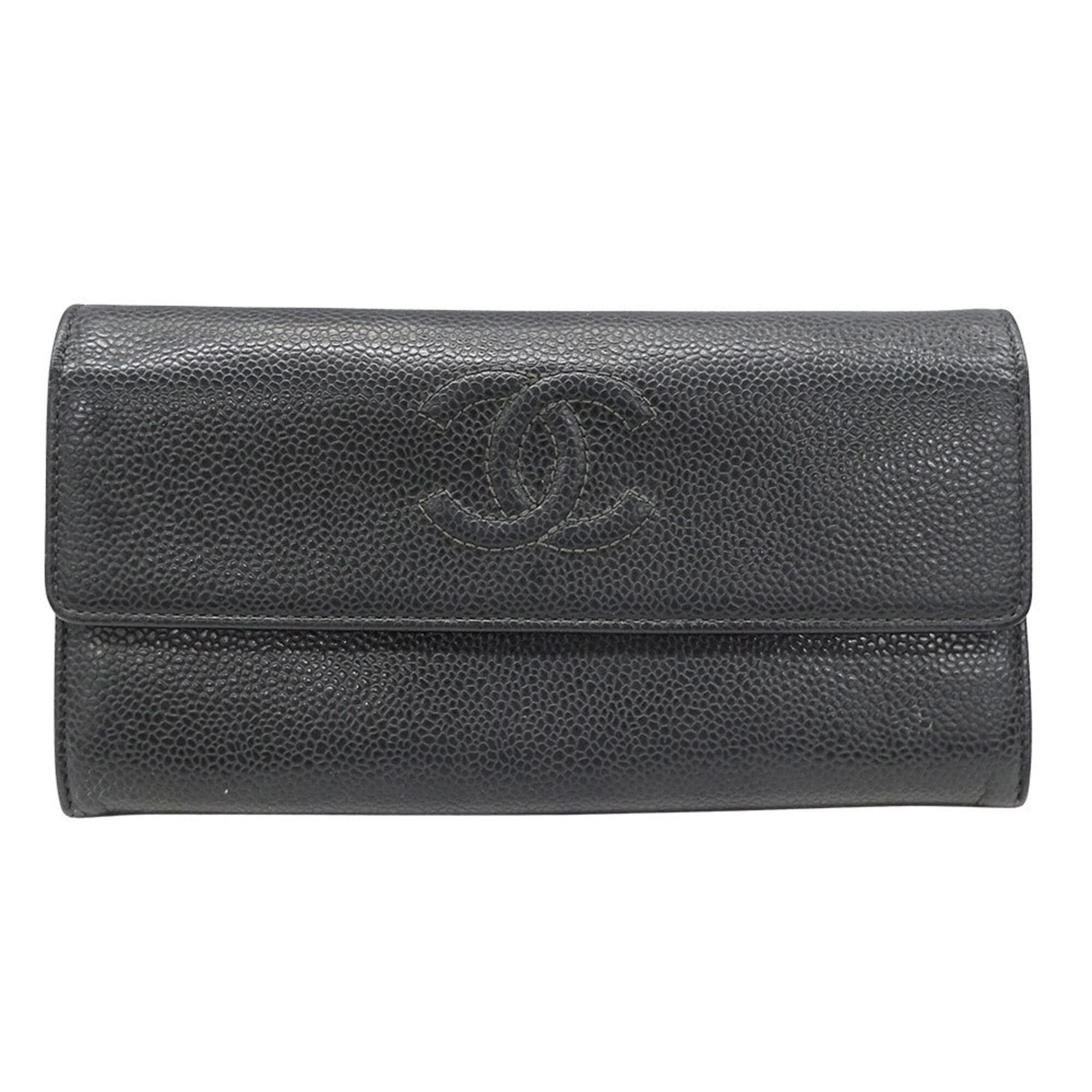 Chanel Chanel Women's Wallet, Brand Name Long Caviar Leather, Charcoal Gray, Flap Type Size ONE SIZE - 1 Thumbnail