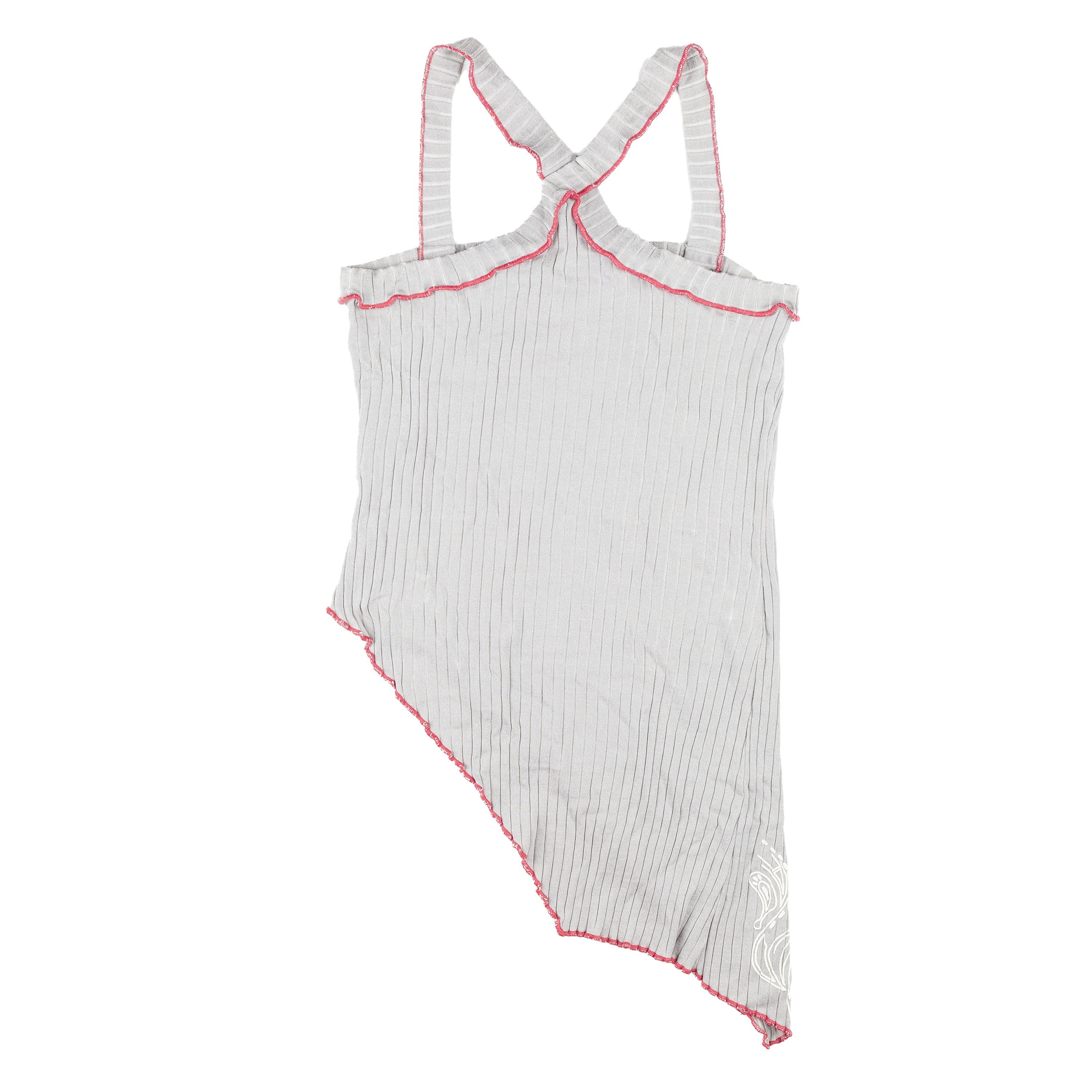 Cop Copine Cop Copine Asymmetrical Grey Ribbed Vintage Top (M) Size M / US 6-8 / IT 42-44 - 2 Thumbnail