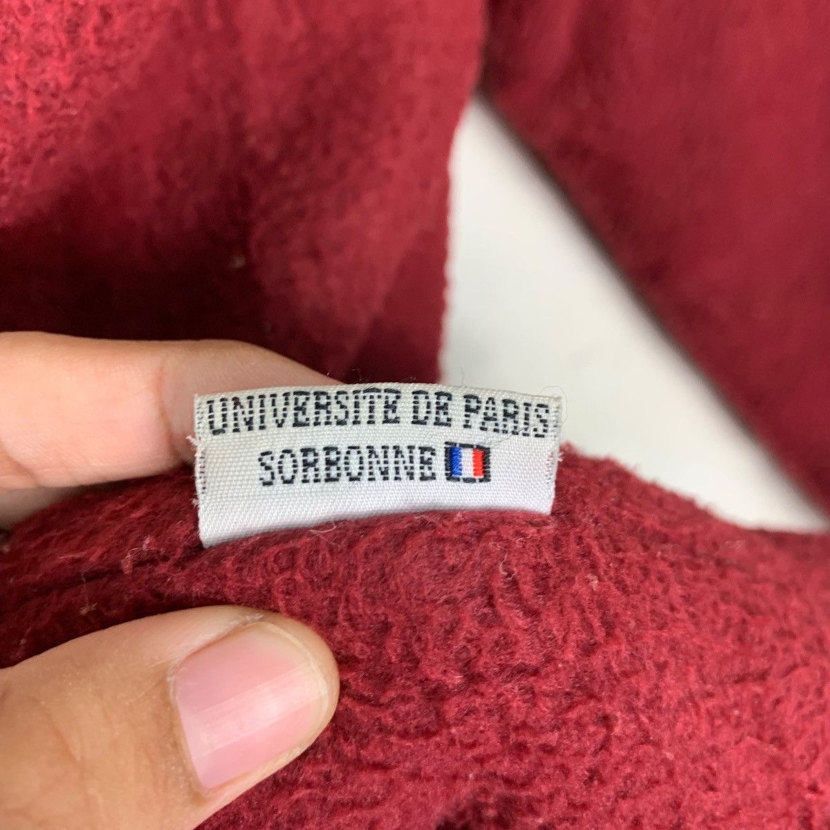 Vintage Univesite De Paris Surbonne Red Fleece Hoodie #1083-C49 Size US M / EU 48-50 / 2 - 17 Thumbnail