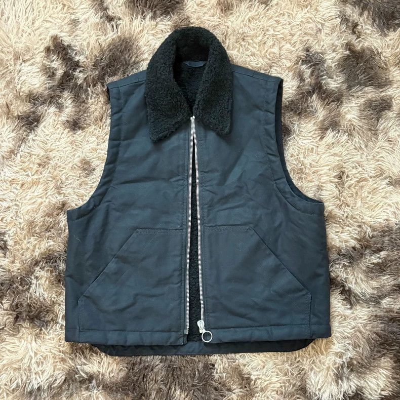 Our Legacy Shearling Collar Waxed Cotton Vest