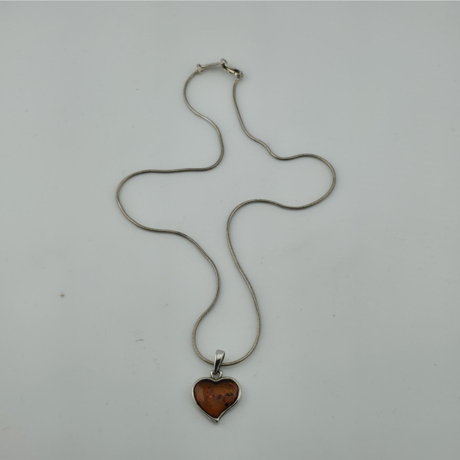Other Paolo Romeo Sterling Silver Amber Heart Pendant Snake Chain Size ONE SIZE - 2 Thumbnail