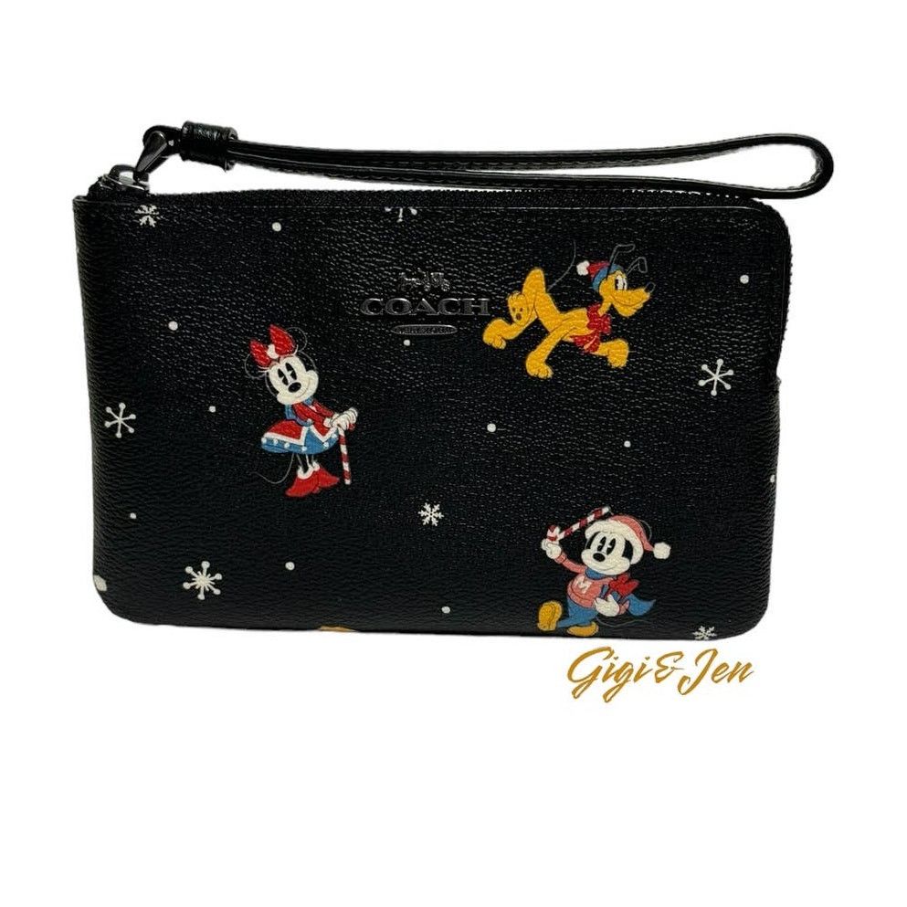 Coach Disney X Coach Corner Zip Wristlet With Holiday Print New Size ONE SIZE - 1 Thumbnail