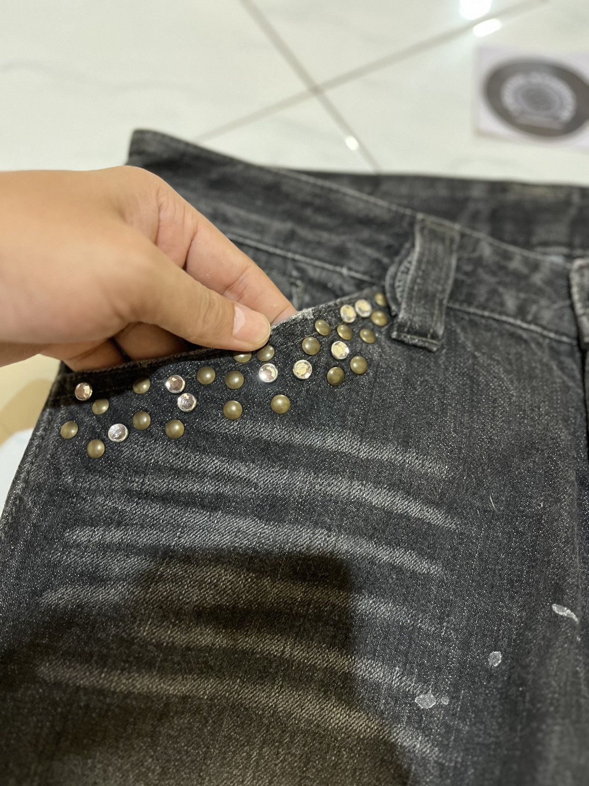 semanticdesign 🔥 Semantic Design Splash Painter &Crystal Studded Flare Pant Size US 30 / EU 46 - 5 Thumbnail