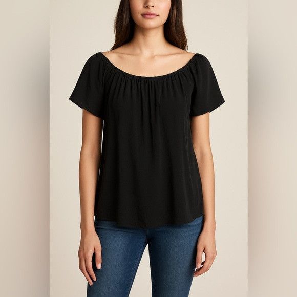 Joie Joie Black Short Sleeve Peasant Blouse Size S Size S / US 4 / IT 40 - 1 Thumbnail