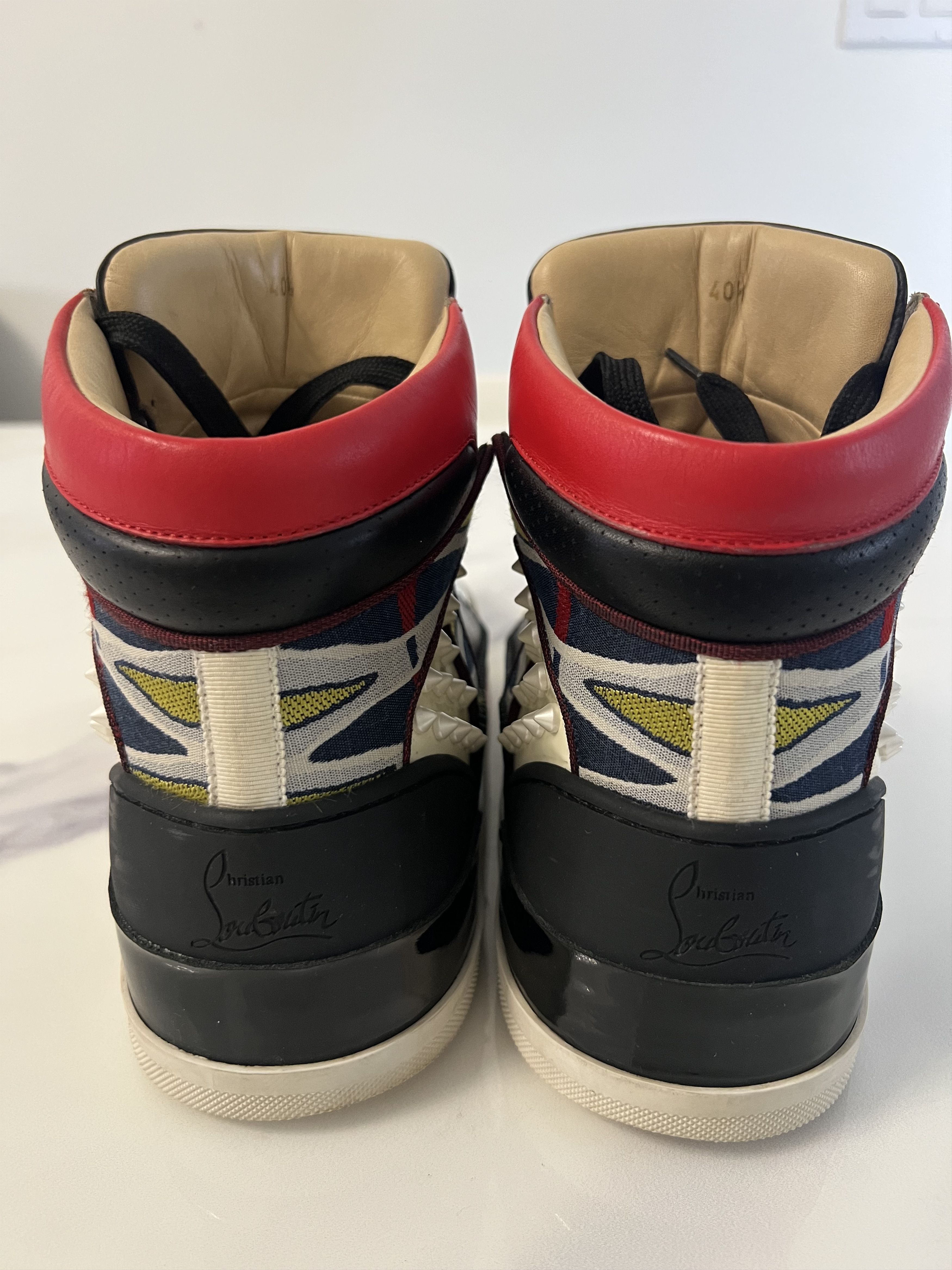 Christian Louboutin Flat Calf High Top Multicolour Leather Sneaker Size US 7.5 / EU 40-41 - 5 Thumbnail