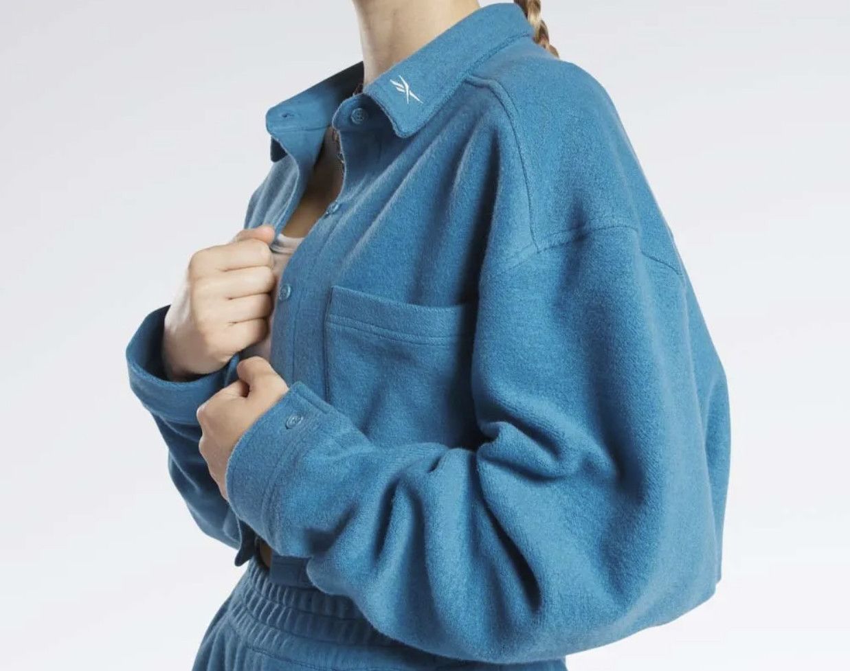 Reebok Reebok HS0389 Reverse Fleece Crop Layer Top Steel Blue ( M ) Size M / US 6-8 / IT 42-44 - 5 Thumbnail