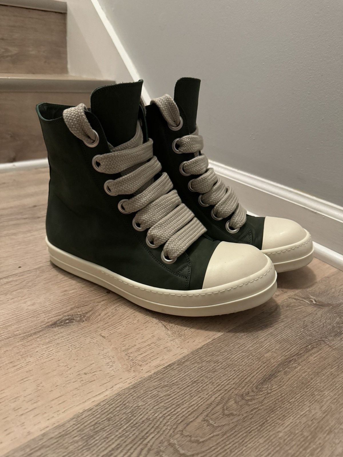 image of Rick Owens Green High Sneakers, Men's (Size 10)