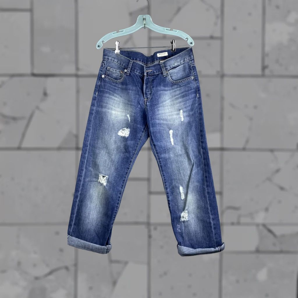 H&M H&M Boyfriend Jeans Womens 29 Blue Cuffed Distressed Relaxed Fit 24 Inseam Size 29" - 1 Thumbnail