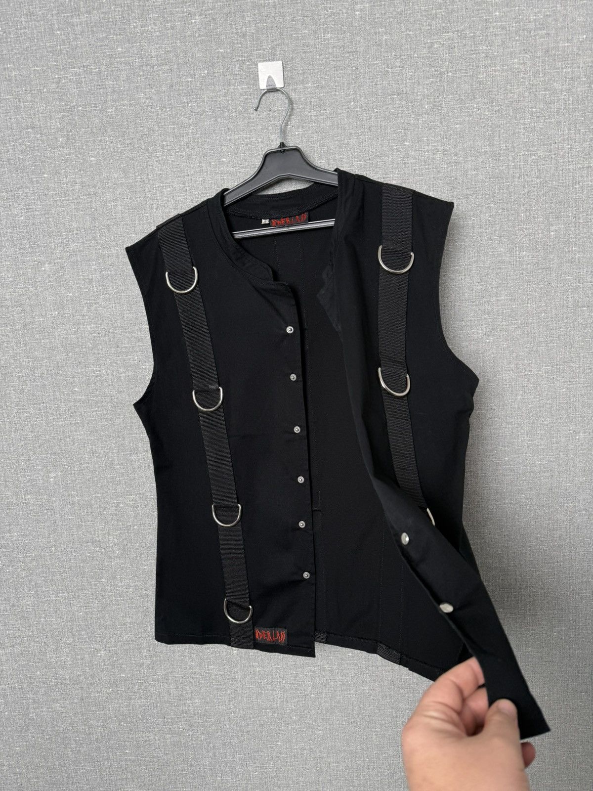 20471120 Aderlass Gothic Punk Black Sleeveless Vest with Straps Rings Size L / US 10 / IT 46 - 10 Thumbnail