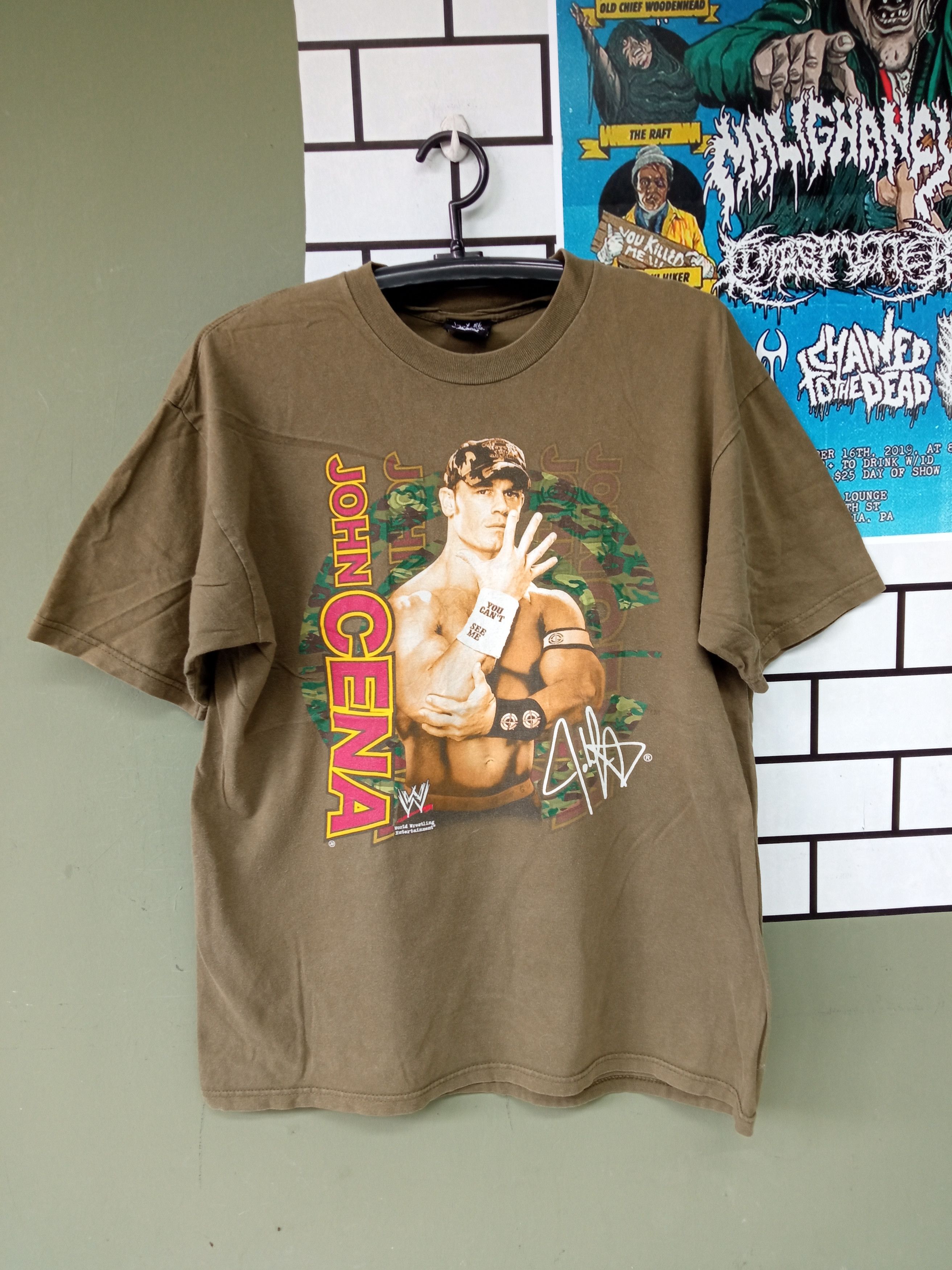 image of Made In USA x Vintage John Cena Wcw Wwf Wrestling Vintage T Shirt in Green, Men's (Size Large)