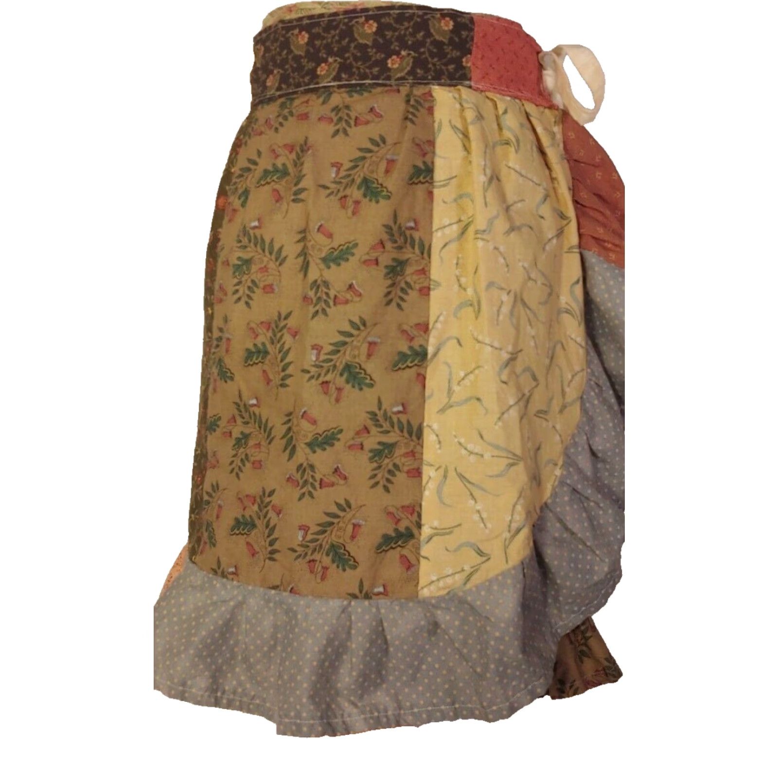 Vintage VINTAGE Handmade Patchwork Wrap Skirt Women S-L Tie Floral Mini Hippie OOAK OSFM Boho Size 28" / US 6 / IT 42 - 2 Thumbnail