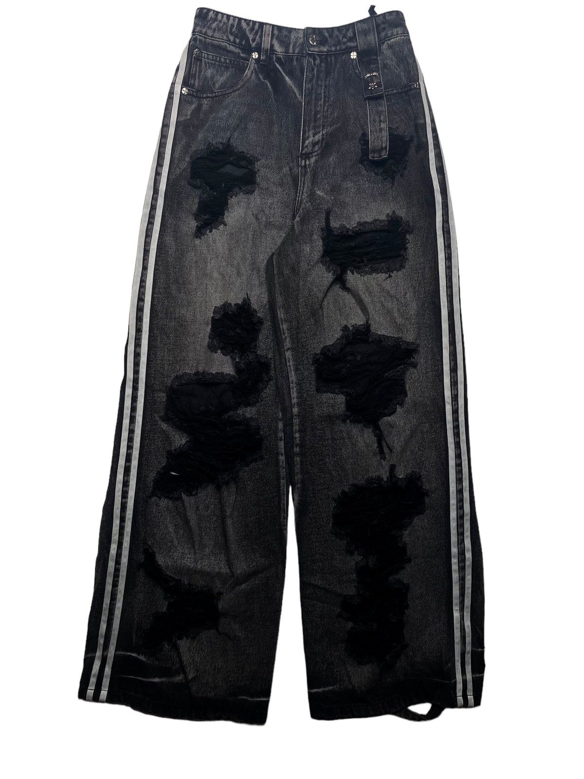 If Six Was Nine × Japanese Brand × Le Grande Bleu (L.G.B.) Kimss Studio - Slashed Double Stripe Denim Size US 29 - 1 Thumbnail