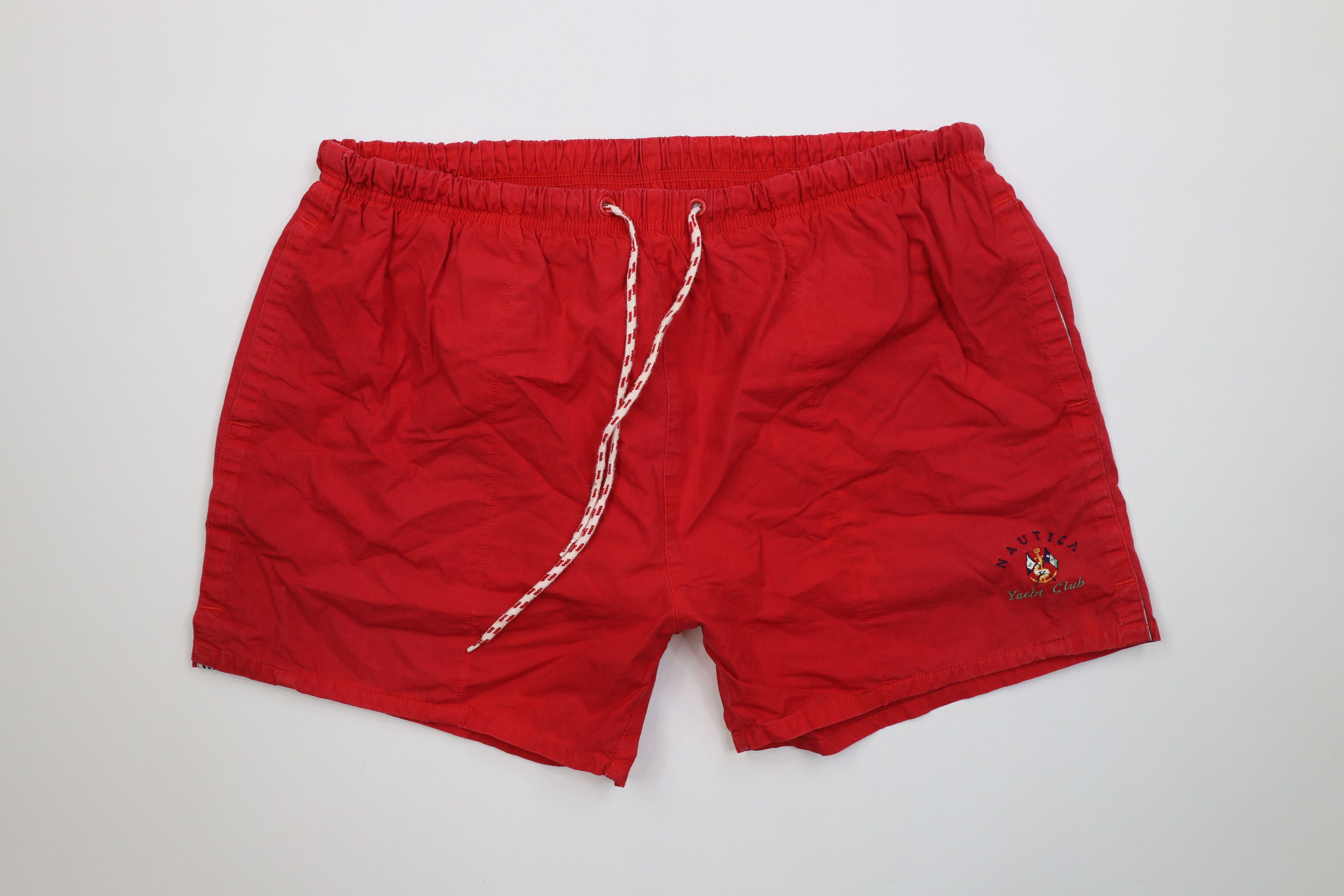 Nautica Vintage 90s Nautica Yacht Club Spell Out Lined Shorts Trunks Size US 34 / EU 50 - 1 Thumbnail