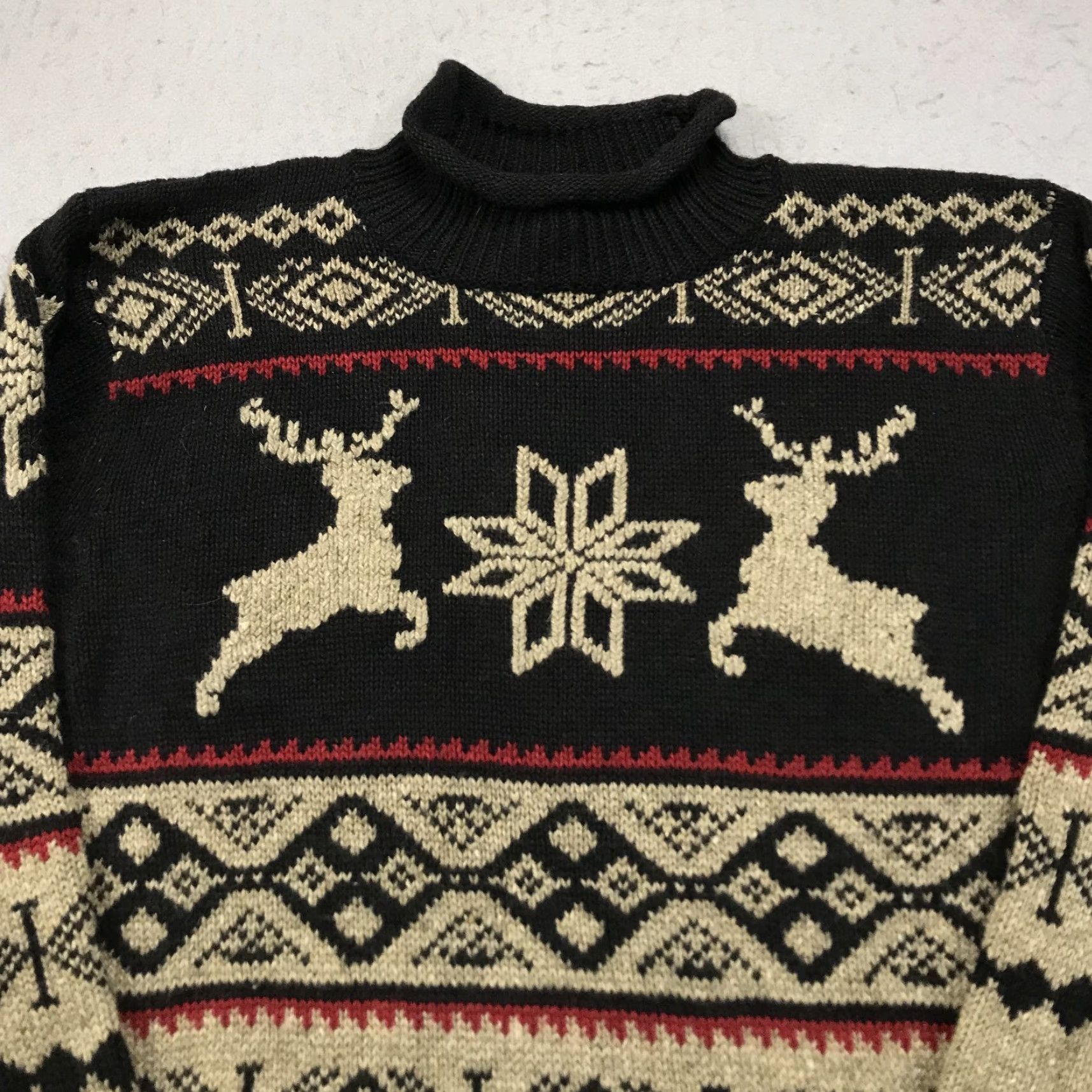 Evan Picone VINTAGE Evan Picone Sweater Womens Large Reindeer Grandma Roll Neck Holiday Knit Size L / US 10 / IT 46 - 2 Thumbnail