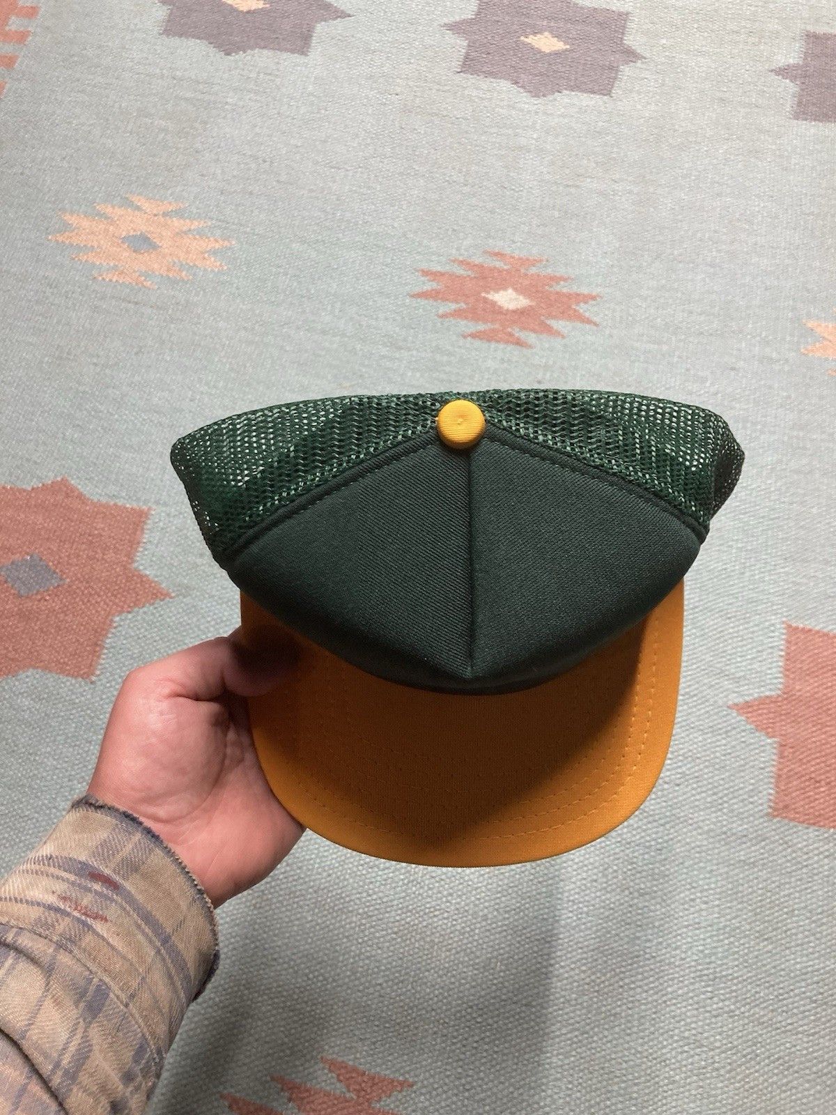Vintage 80s trucker hat new era blank green yellow SnapBack Size ONE SIZE - 3 Thumbnail